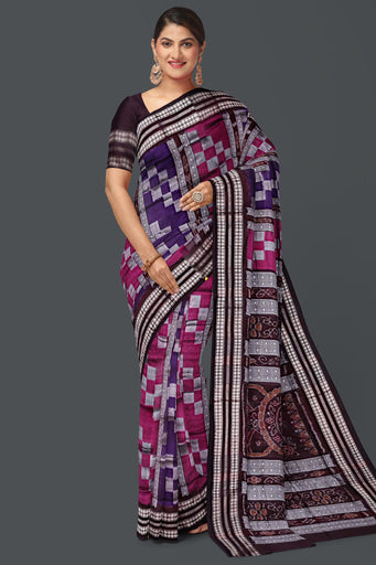 Magenta Violet Bandha Bomkai Saree