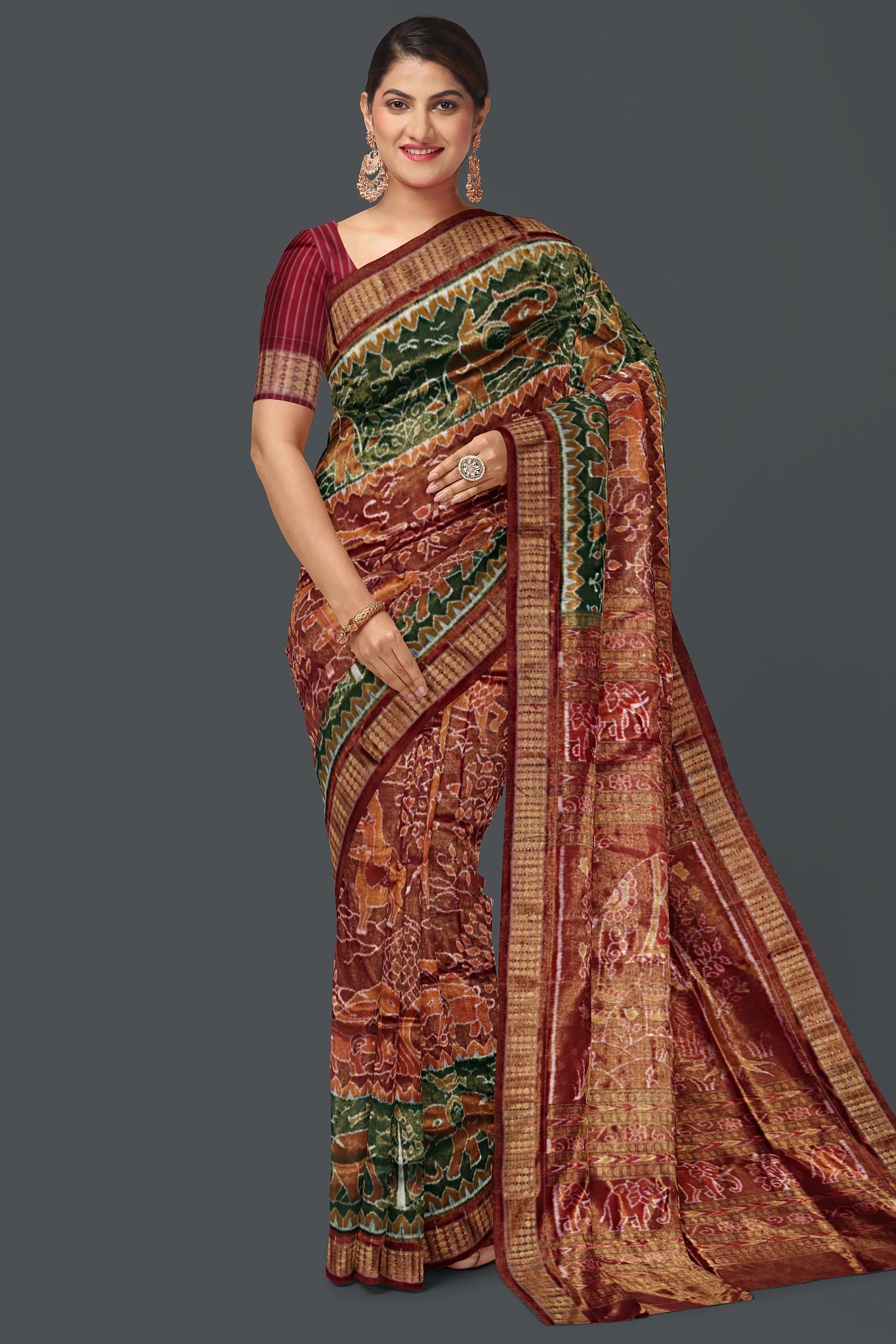 Golden Brown Body Bandha Tissue Saree