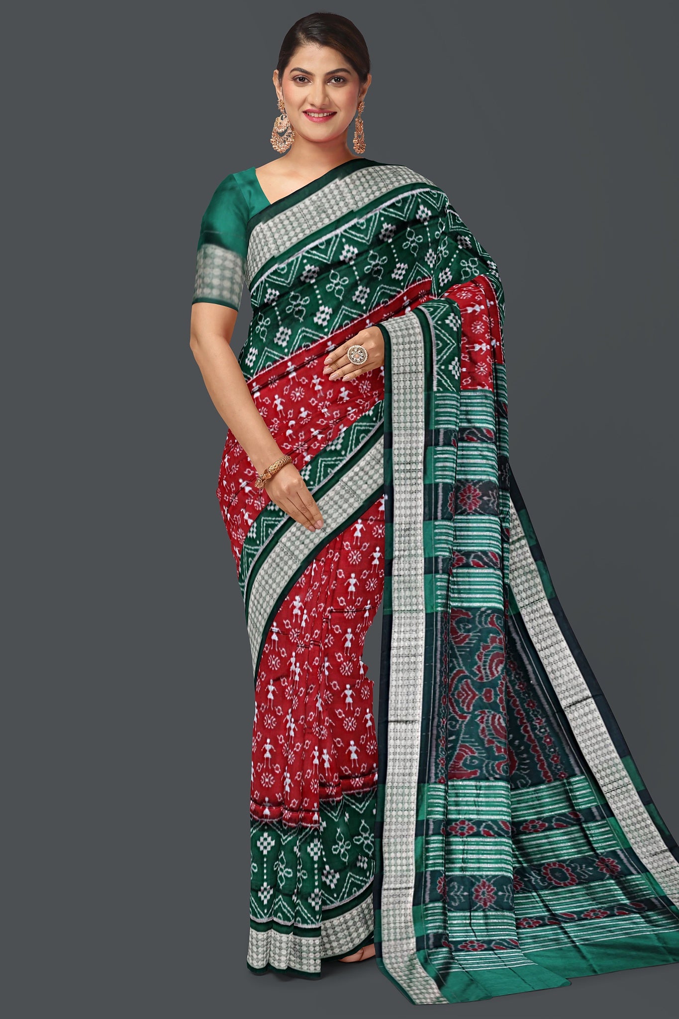 Maroon Teracota Bandha Saree