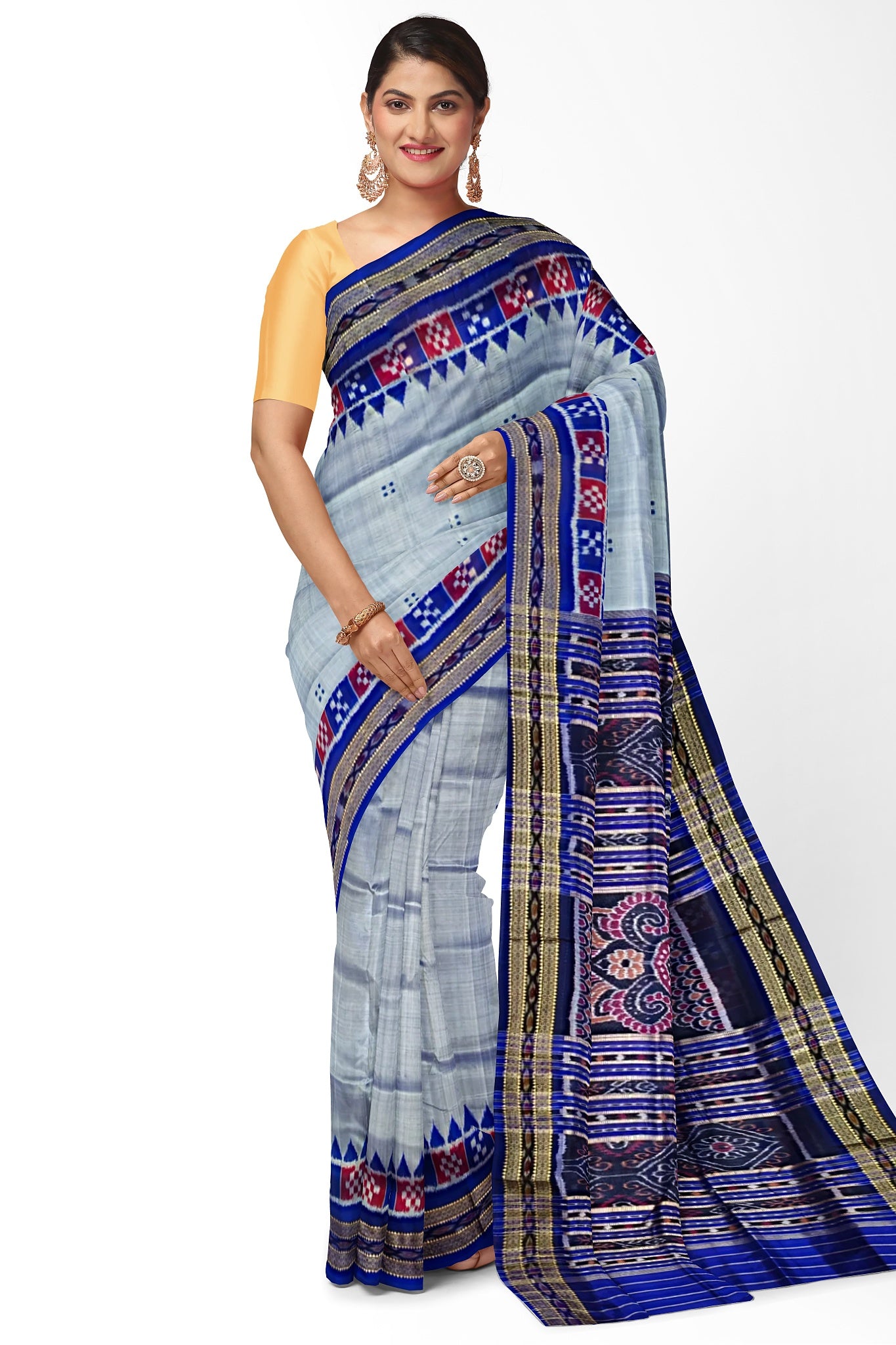 Sky blue Pasapalli Temple Border Khandua Pata Saree