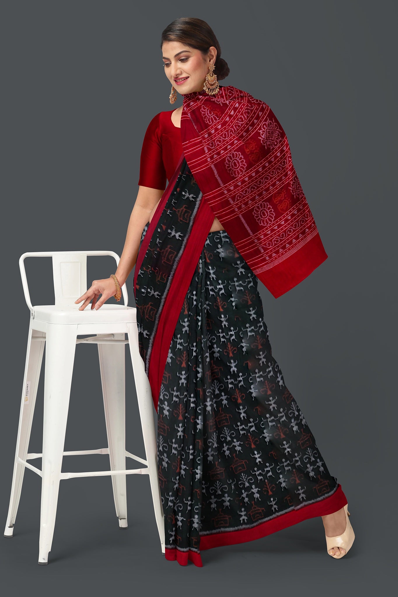 Dark Olive Teracota Bandha Saree