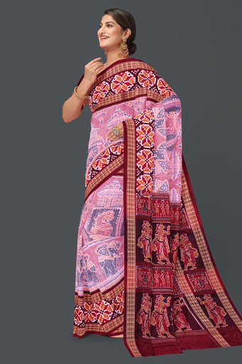 Light Red Traditional Konark Bandha Saree