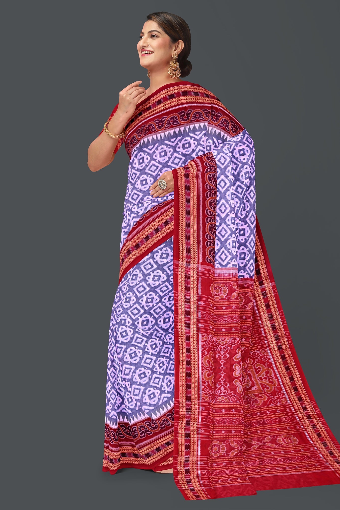 Purple And Lavender Big Border Bandha Saree