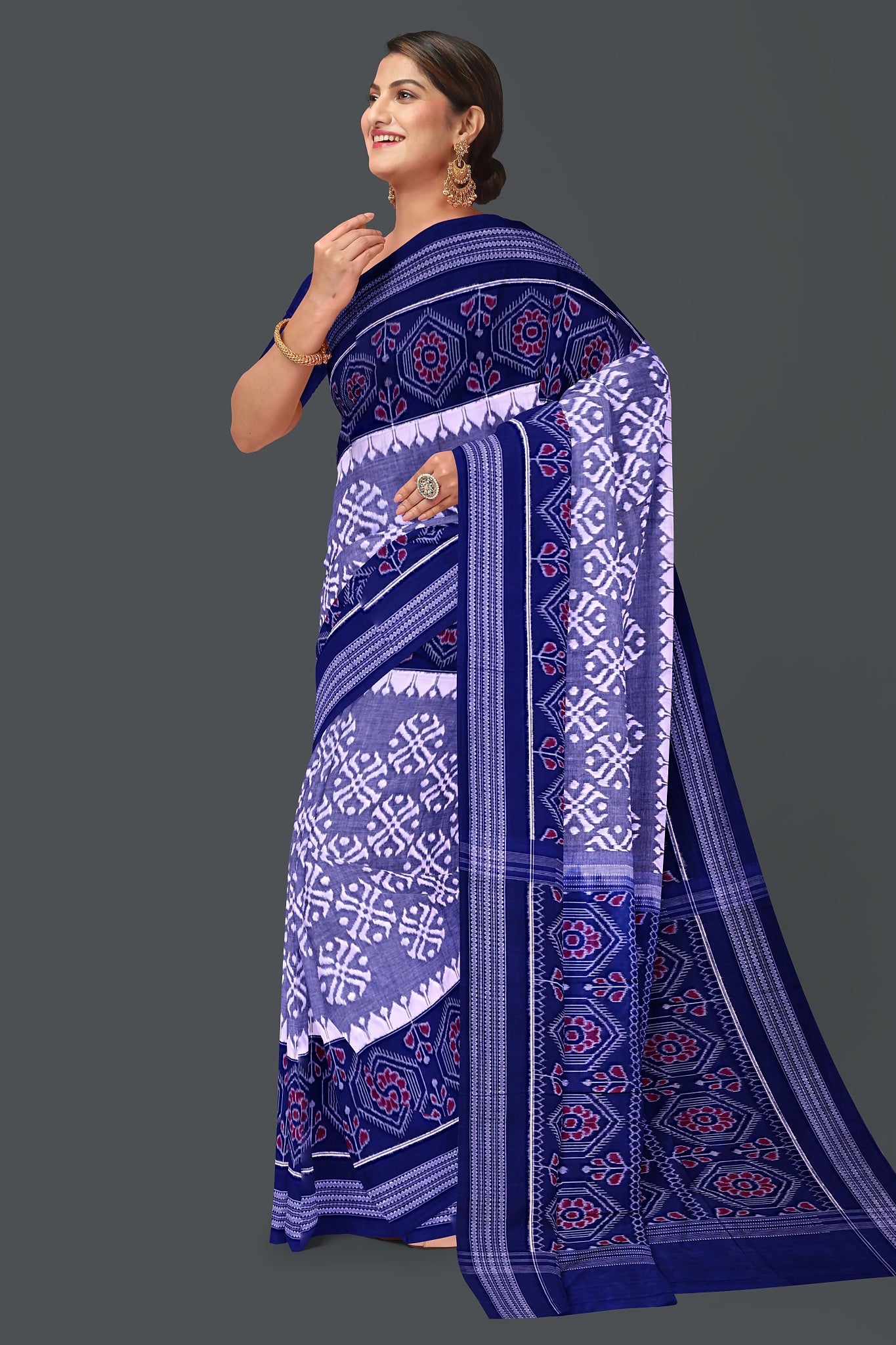 Light Steel Blue Body Bandha Saree(With Out Blouse)