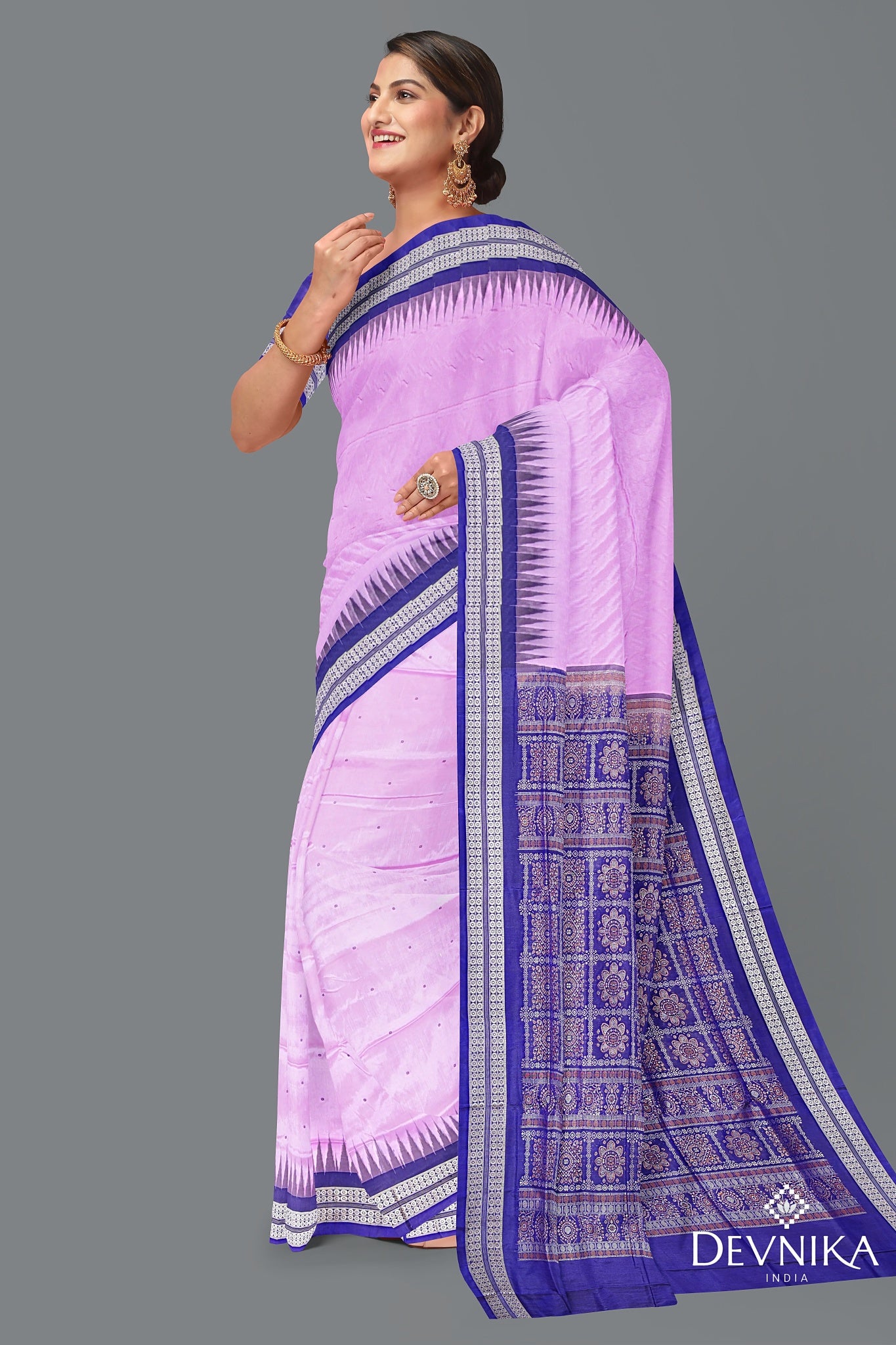 Deep Lavender Bomkai Butti Saree