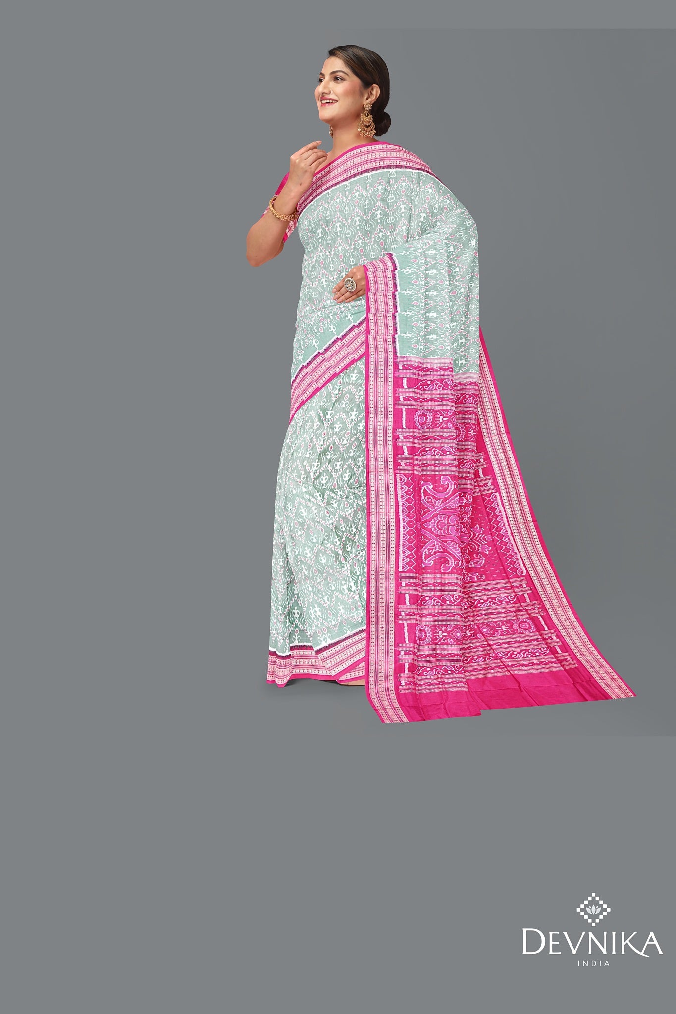 Light Green Teracota Bandha Saree