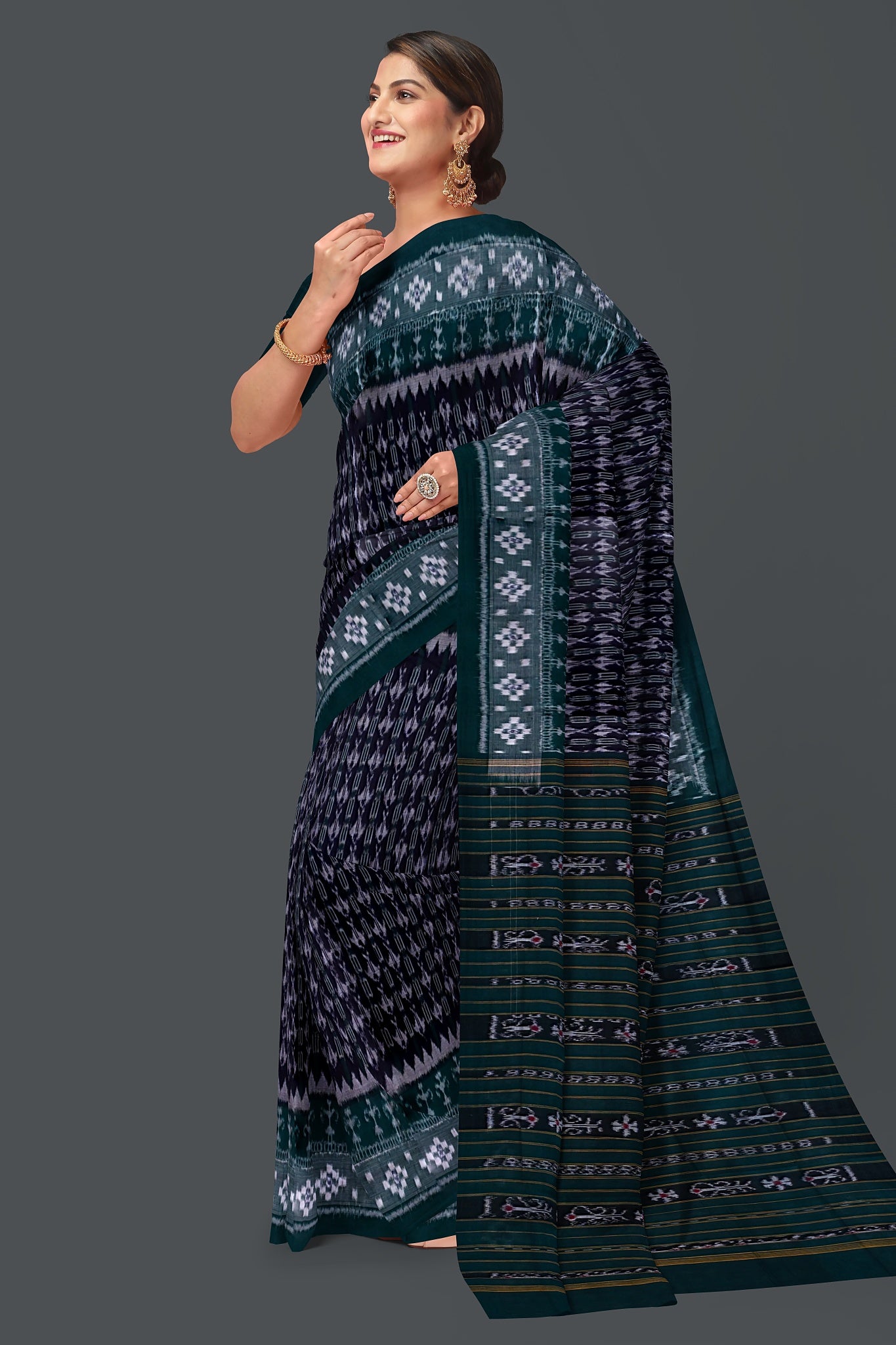 Dark Blue Teracota Bandha Saree