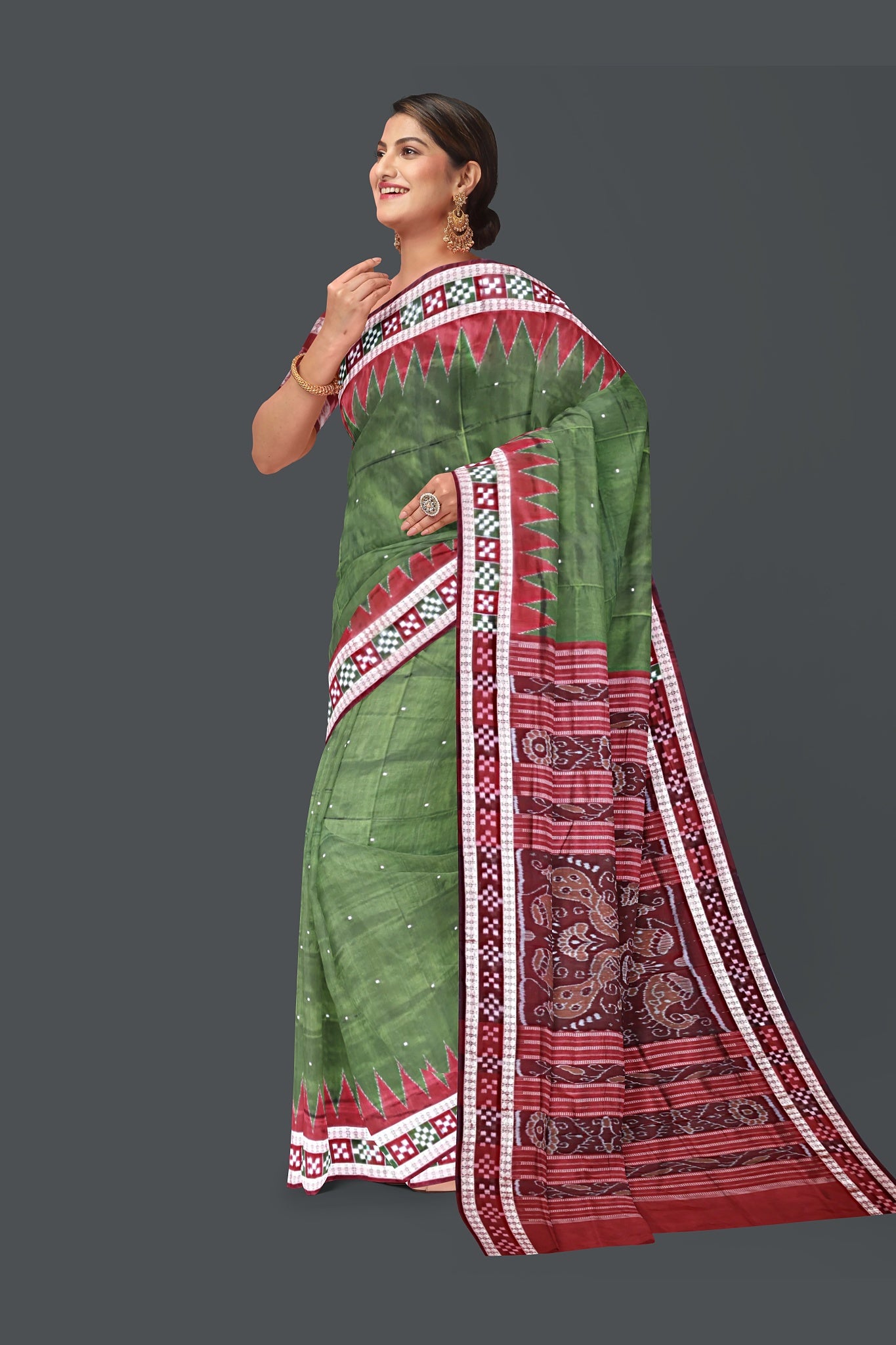 Emerald Green Border Pasapalli Saree