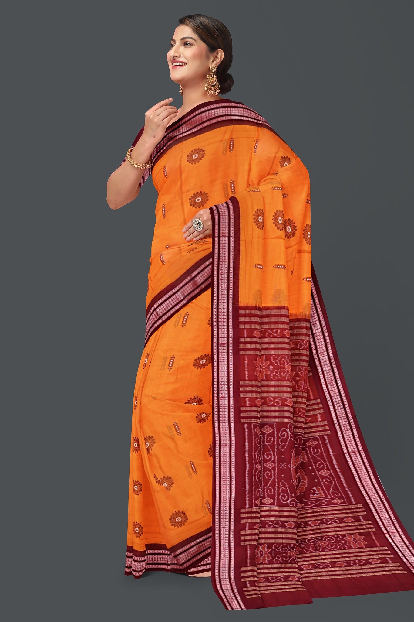 Golden Yellow Bomkai Saree