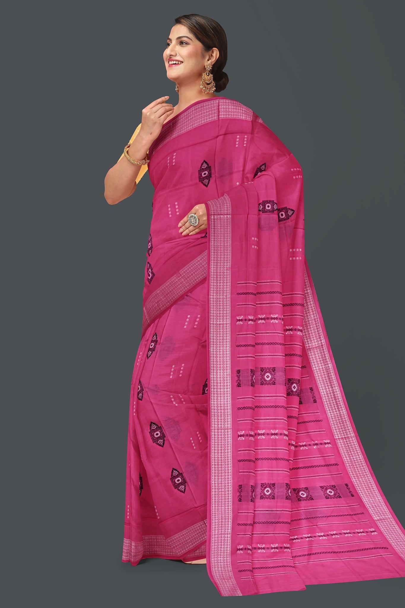 Pink Bomkai Saree