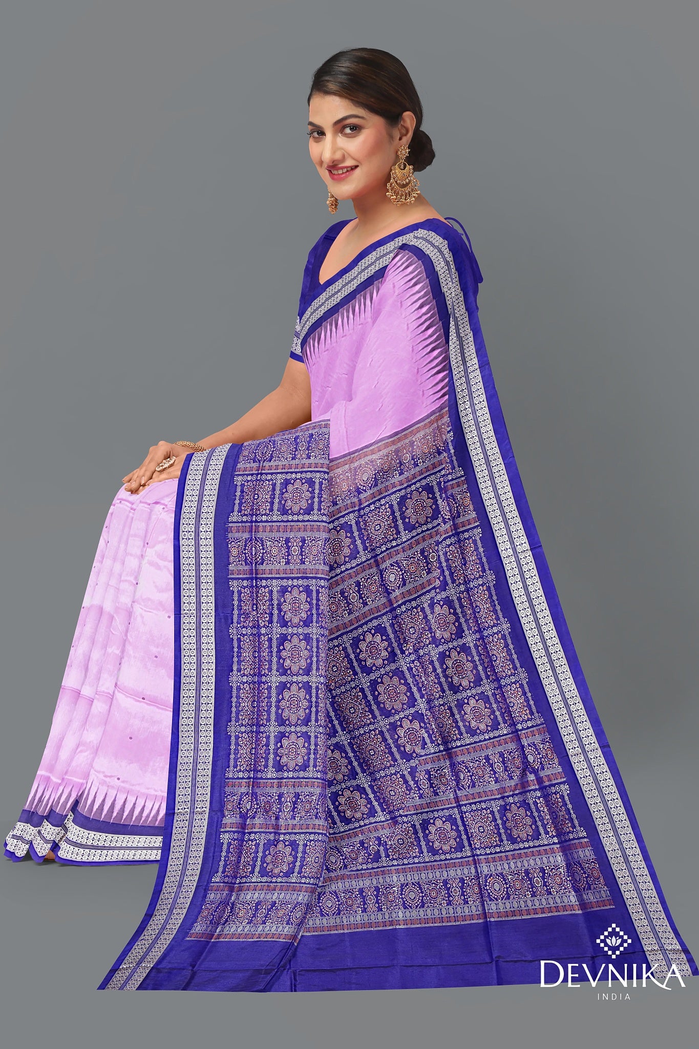 Deep Lavender Bomkai Butti Saree