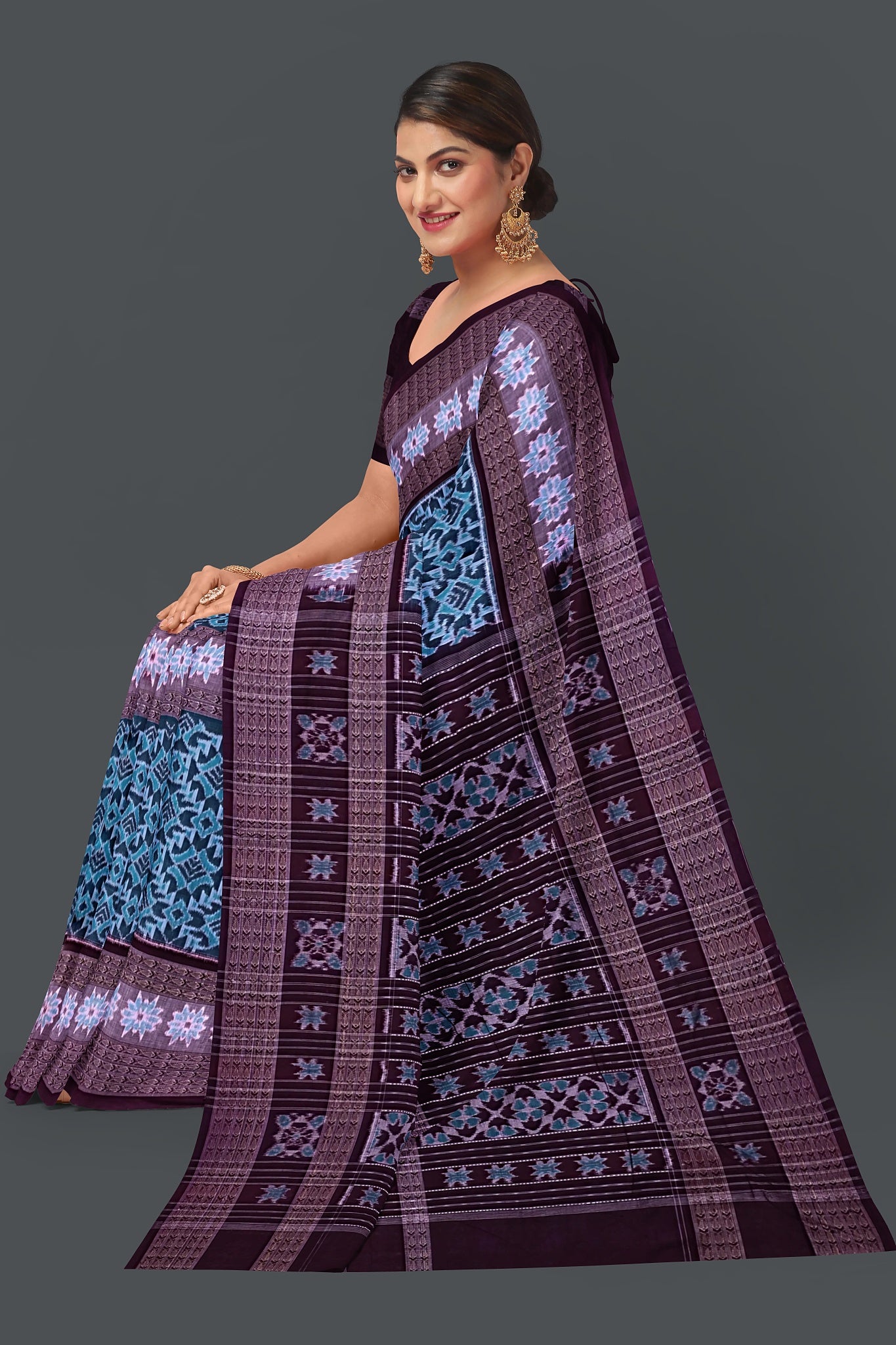 Light Green Big Border Bandha Saree