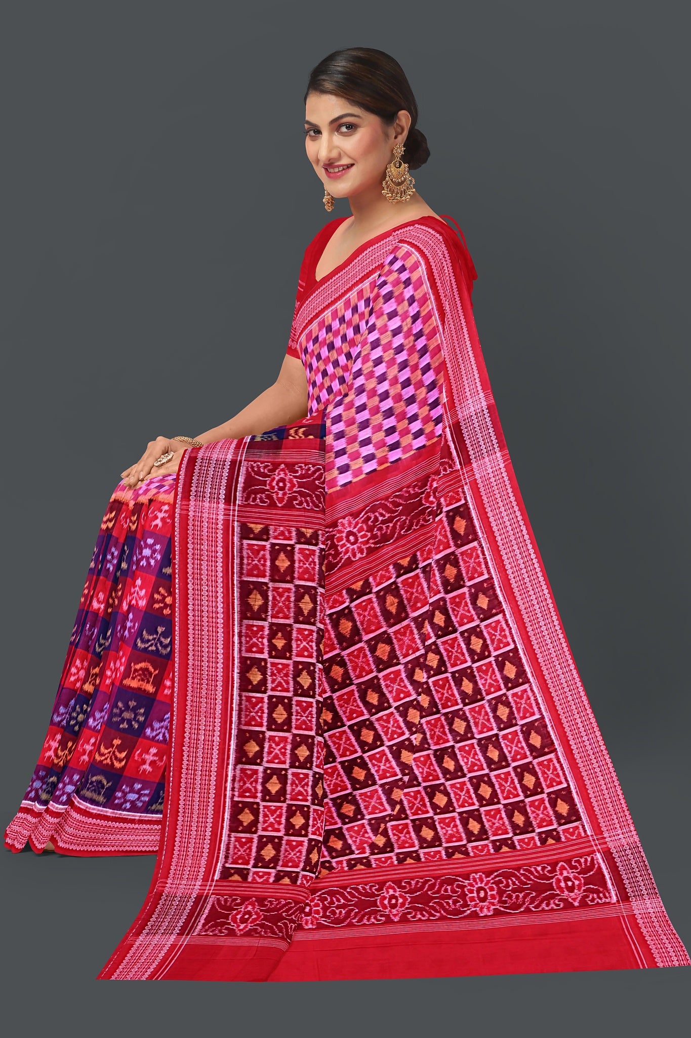 Blue, Magenta Teracota Bandha Saree