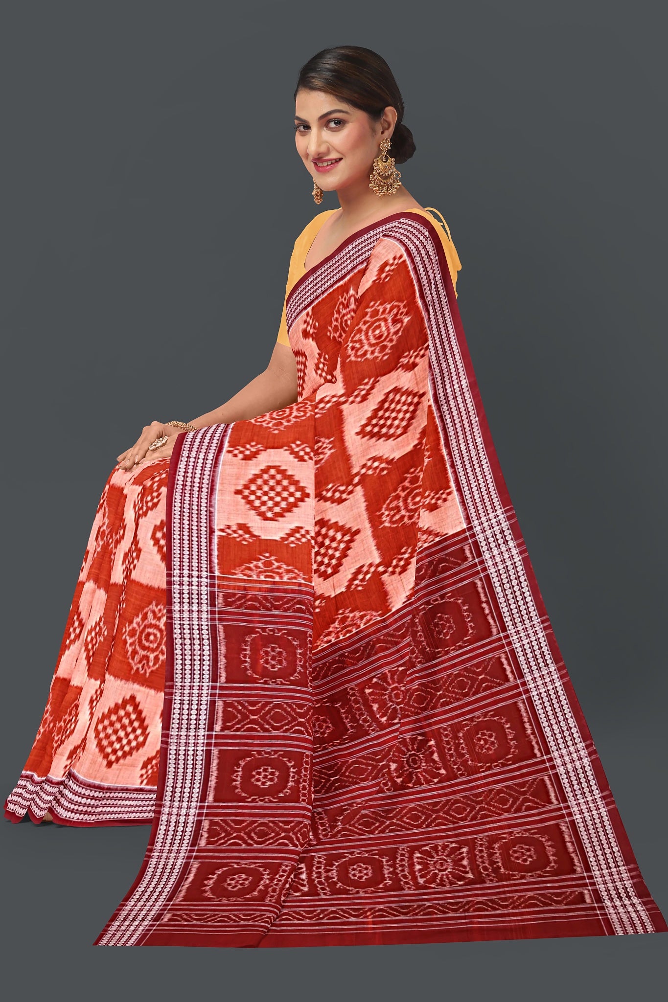 Brown Body Bandha Saree(With Out Blouse)