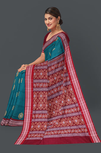 Teal Green Bomkai Saree