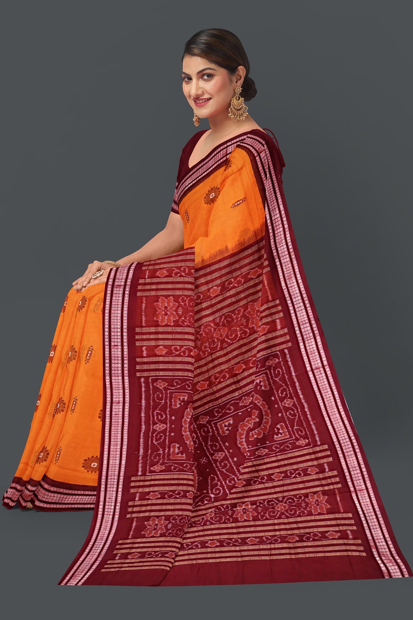 Golden Yellow Bomkai Saree
