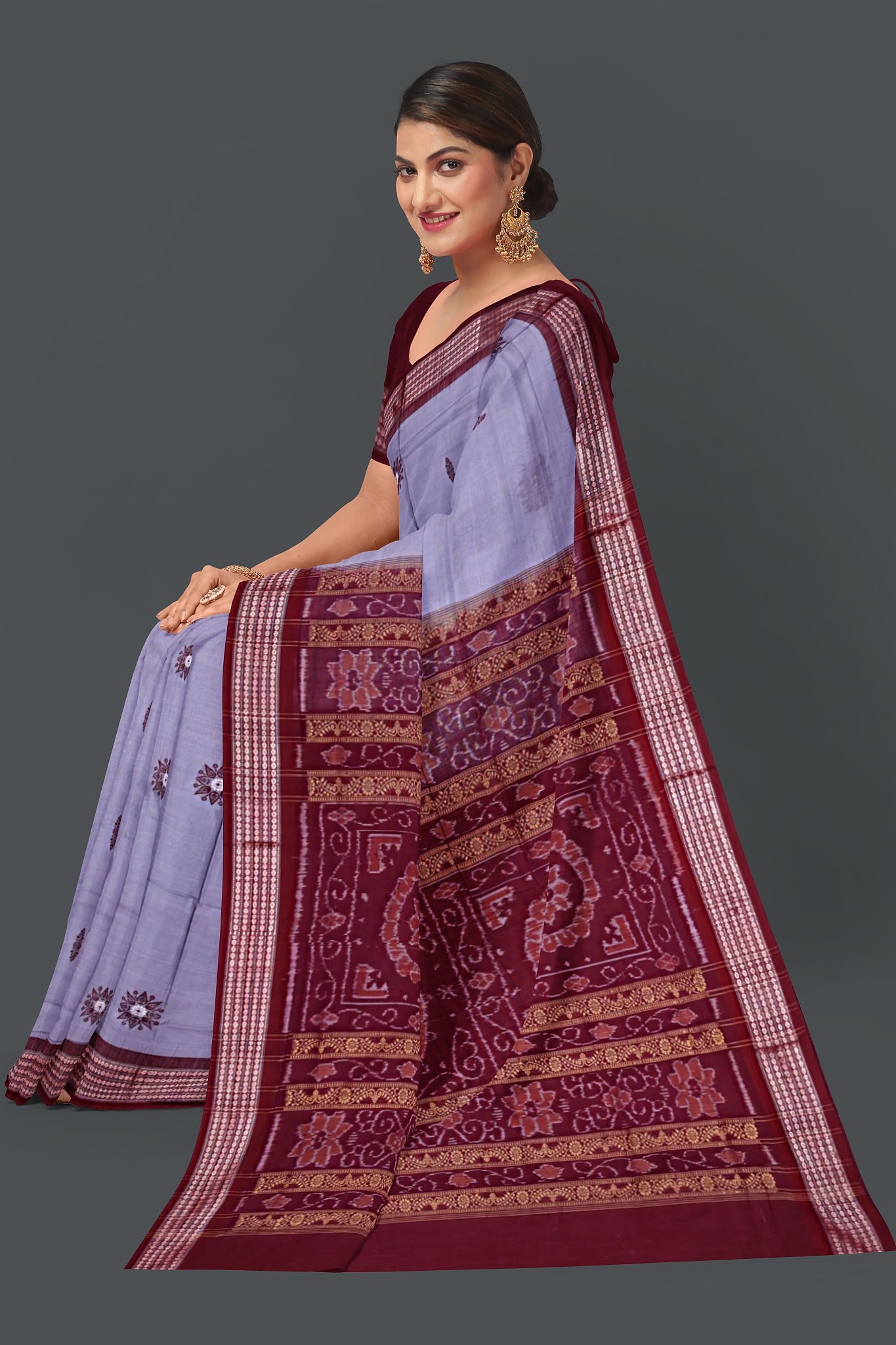 Dark Grey Padam Bomaki Saree