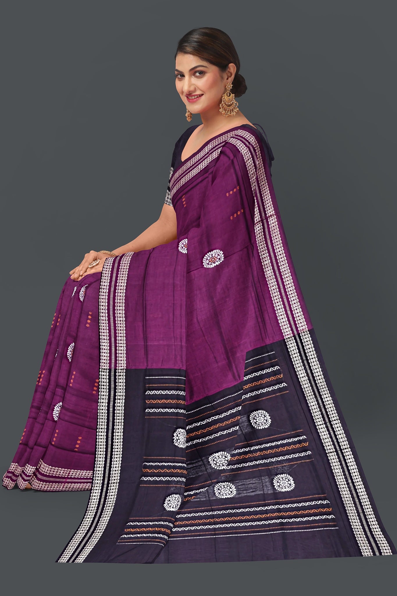 Purple Bomkai Saree