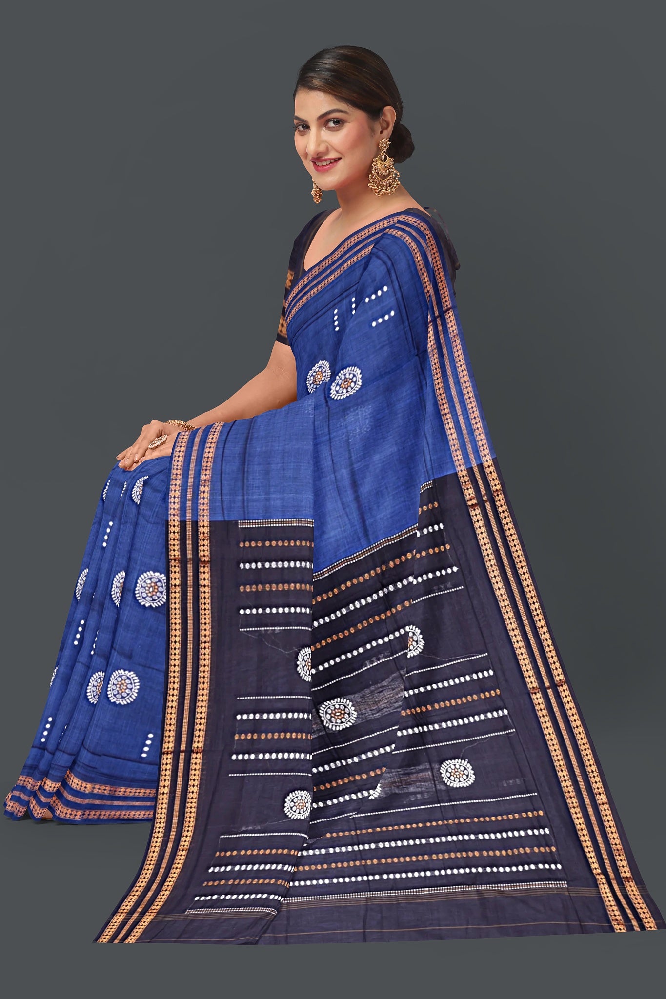 Navy Blue Padam Bomaki Saree