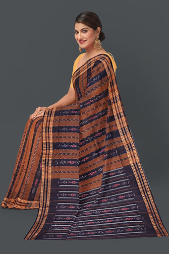 Golden Brown Line Bandha Saree