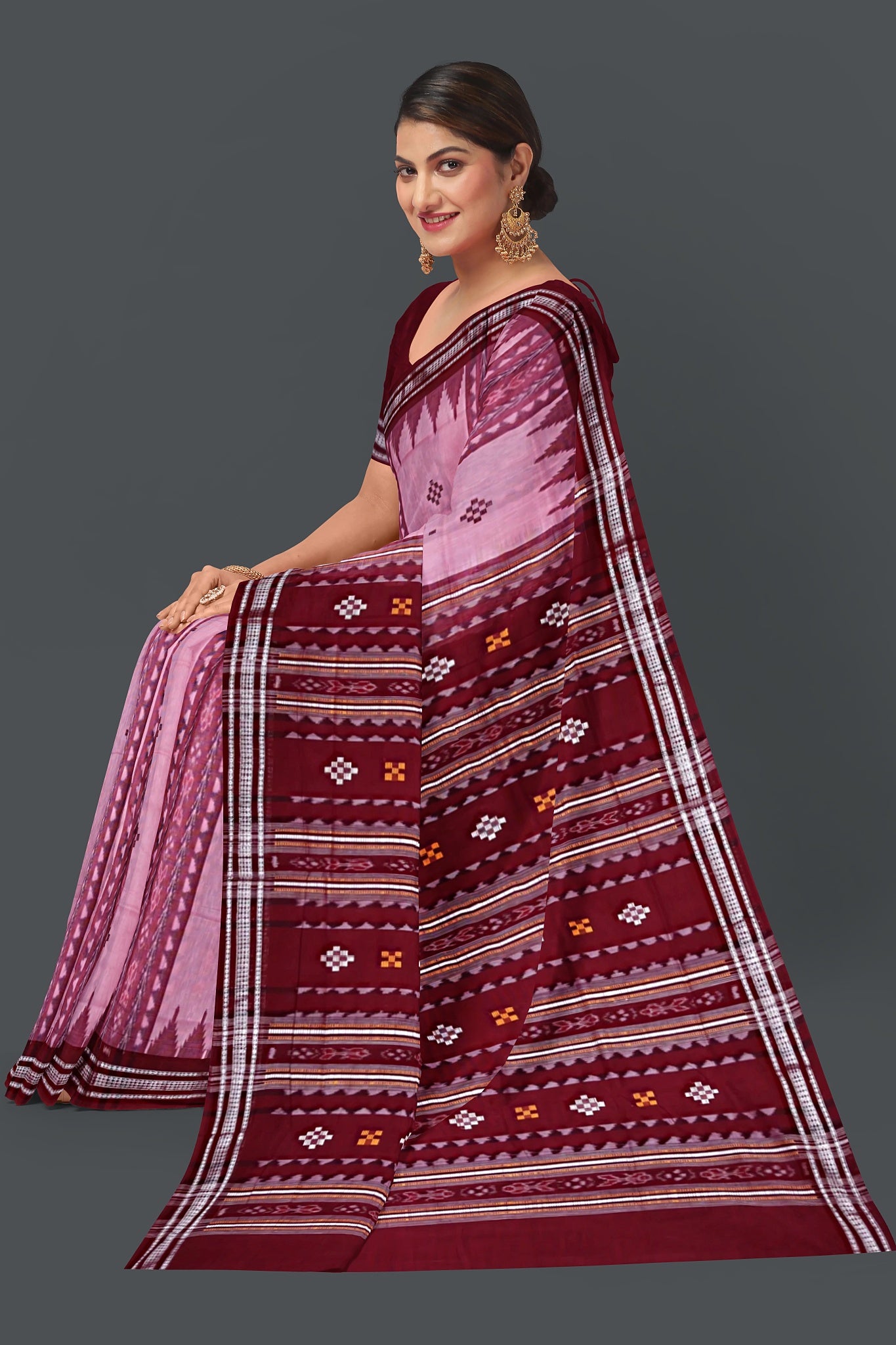 Hot Pink And Dark Violet Body Bandha Saree