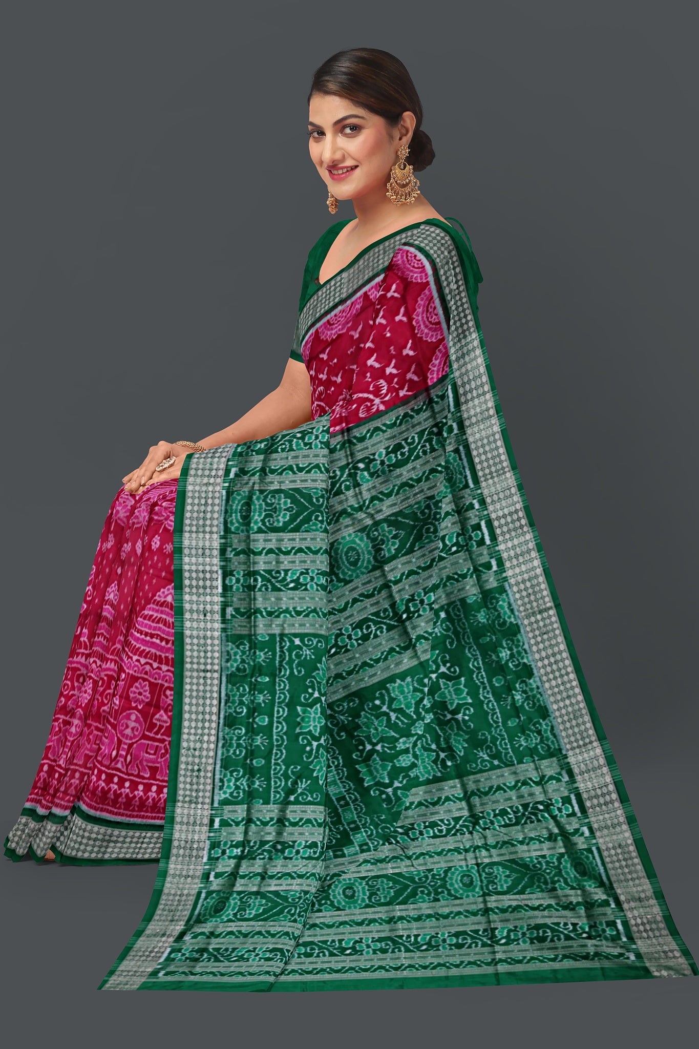 Hot Pink Traditional Body Bandha Saree