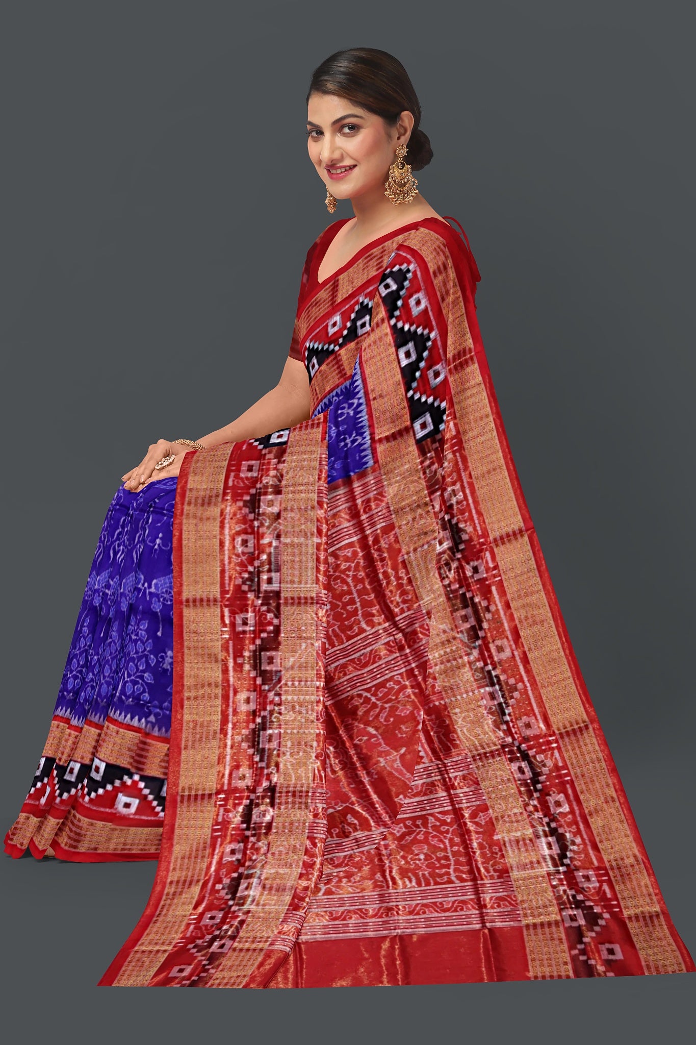 Blue Violate Body Bandha Tissue Saree