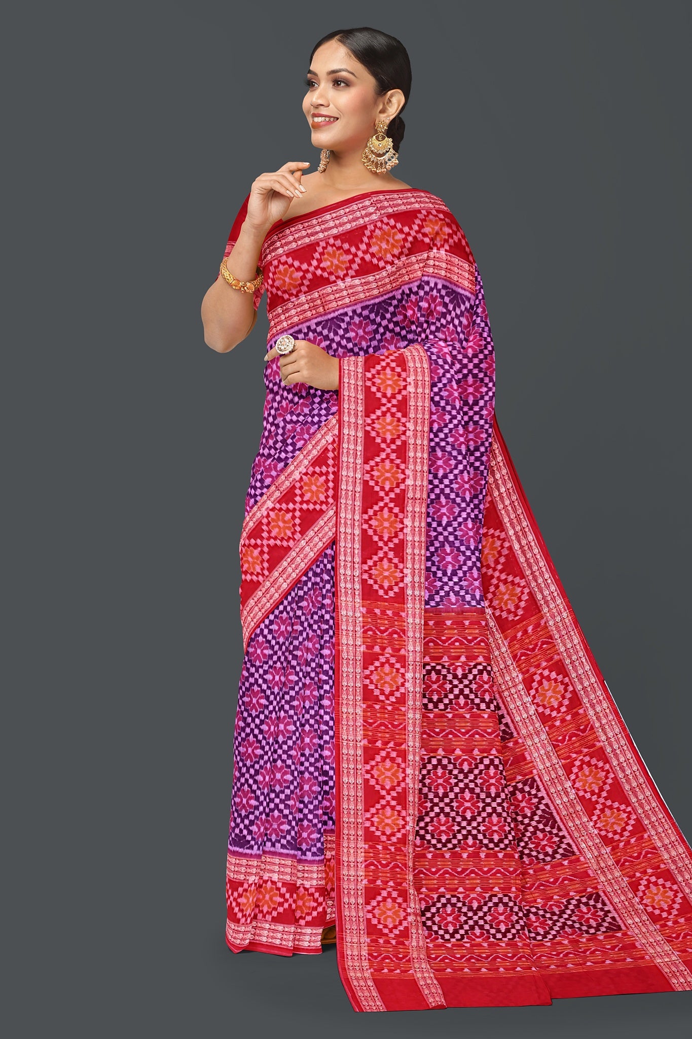 Purple Big Border Bandha Saree