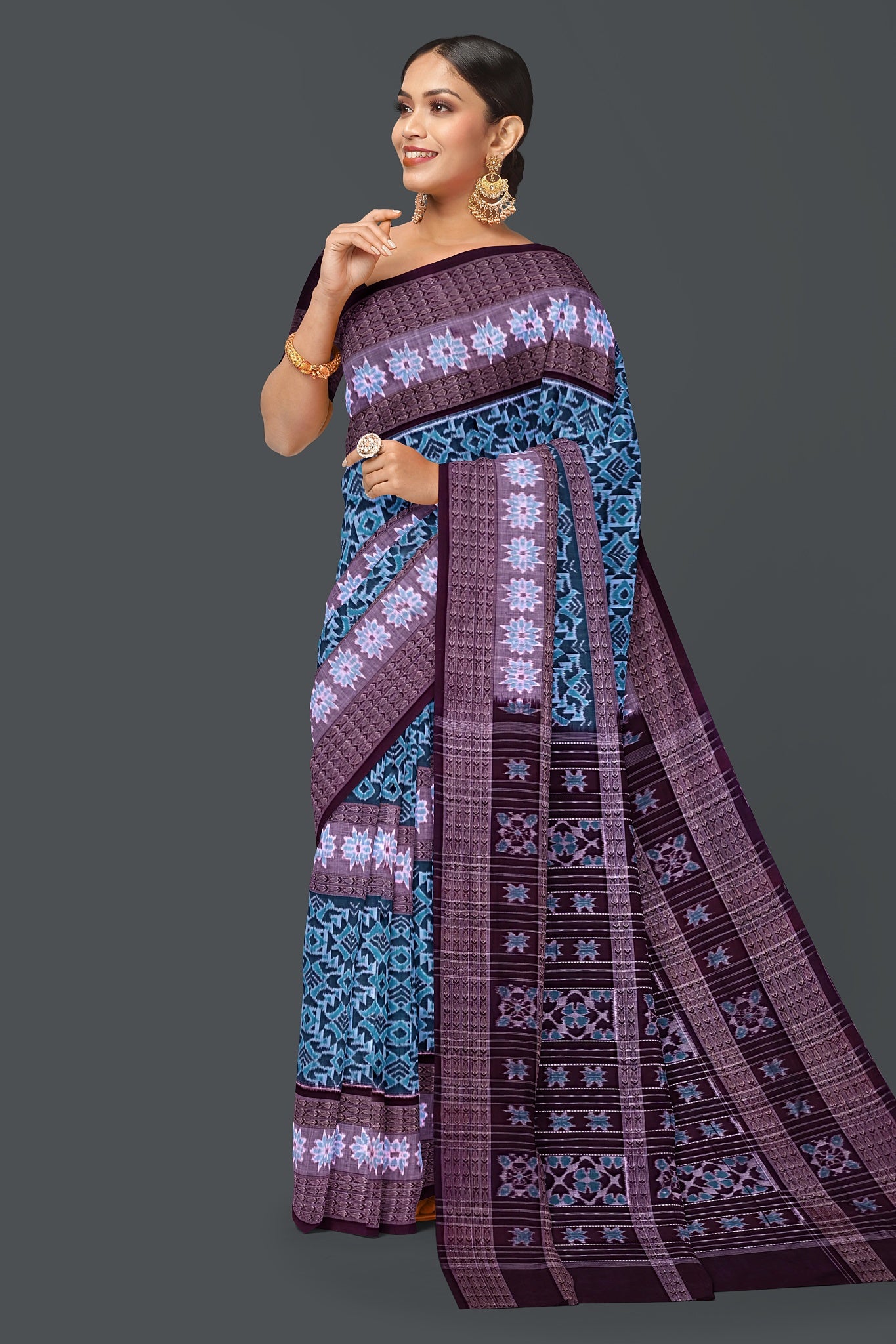 Light Green Big Border Bandha Saree