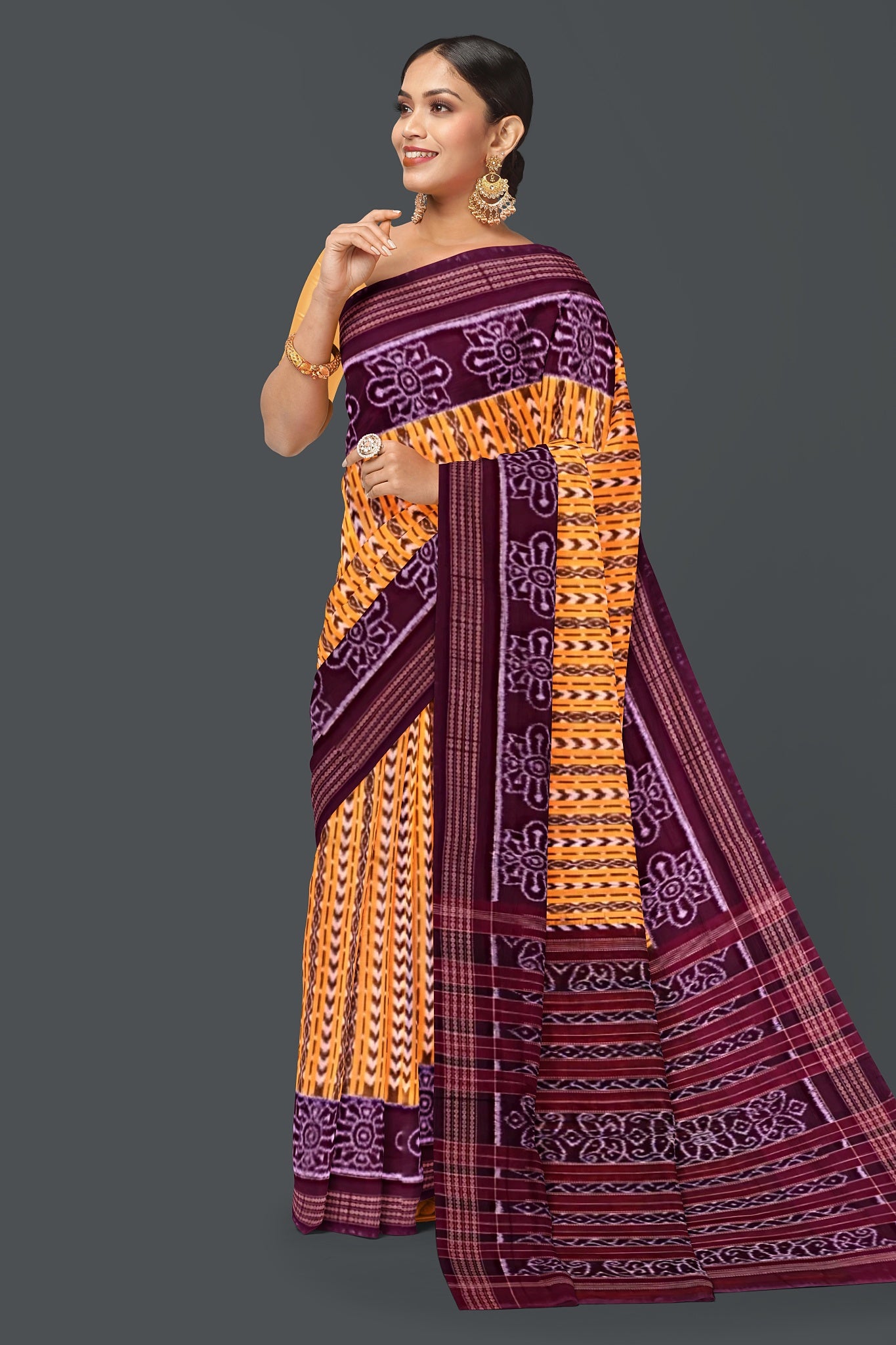 Golden Yellow Body Bandha Saree(With Out Blouse)