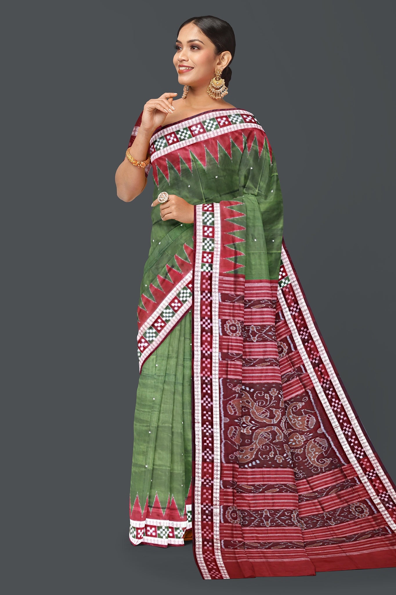 Emerald Green Border Pasapalli Saree