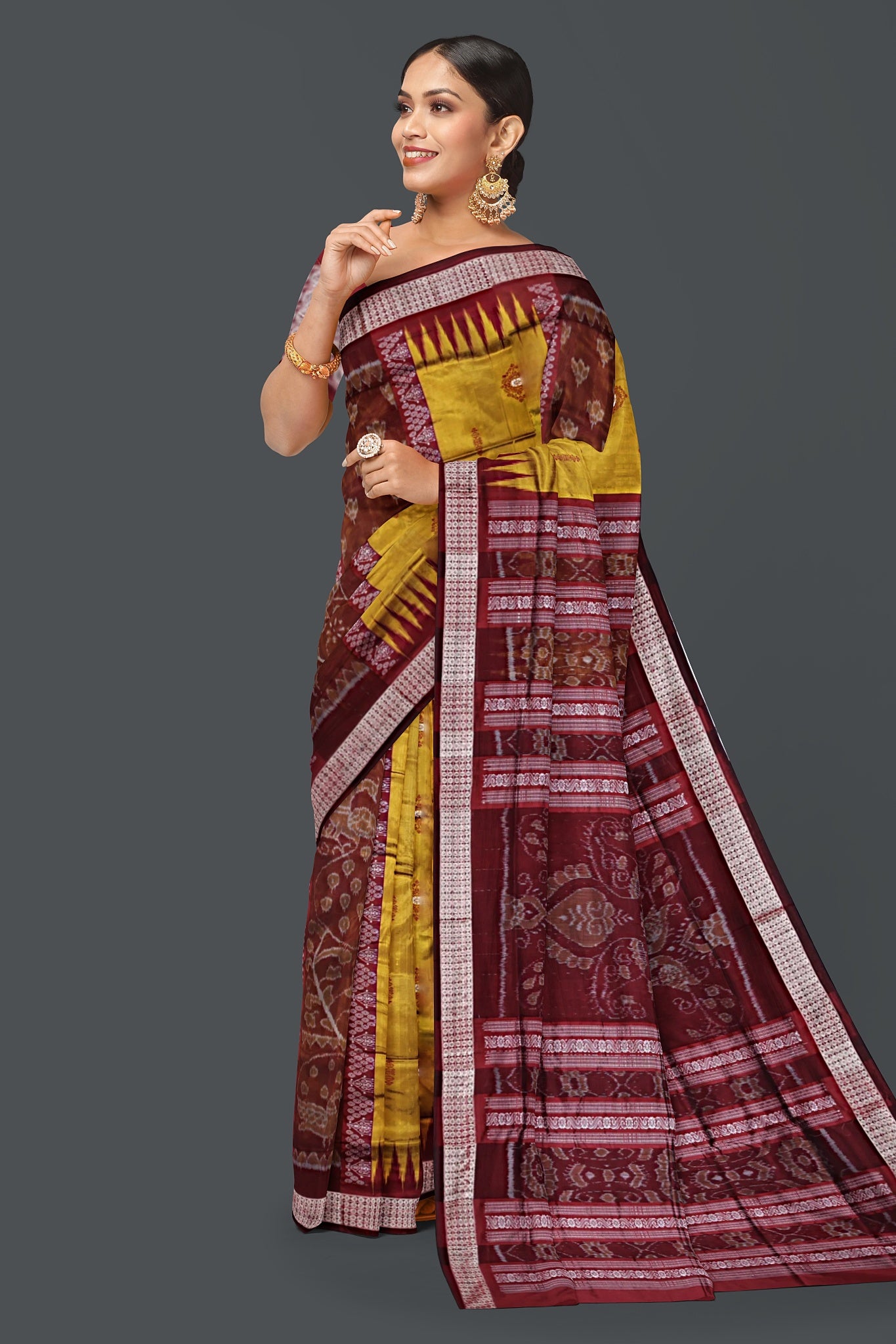 Golden Bomkai Body Bandha Saree
