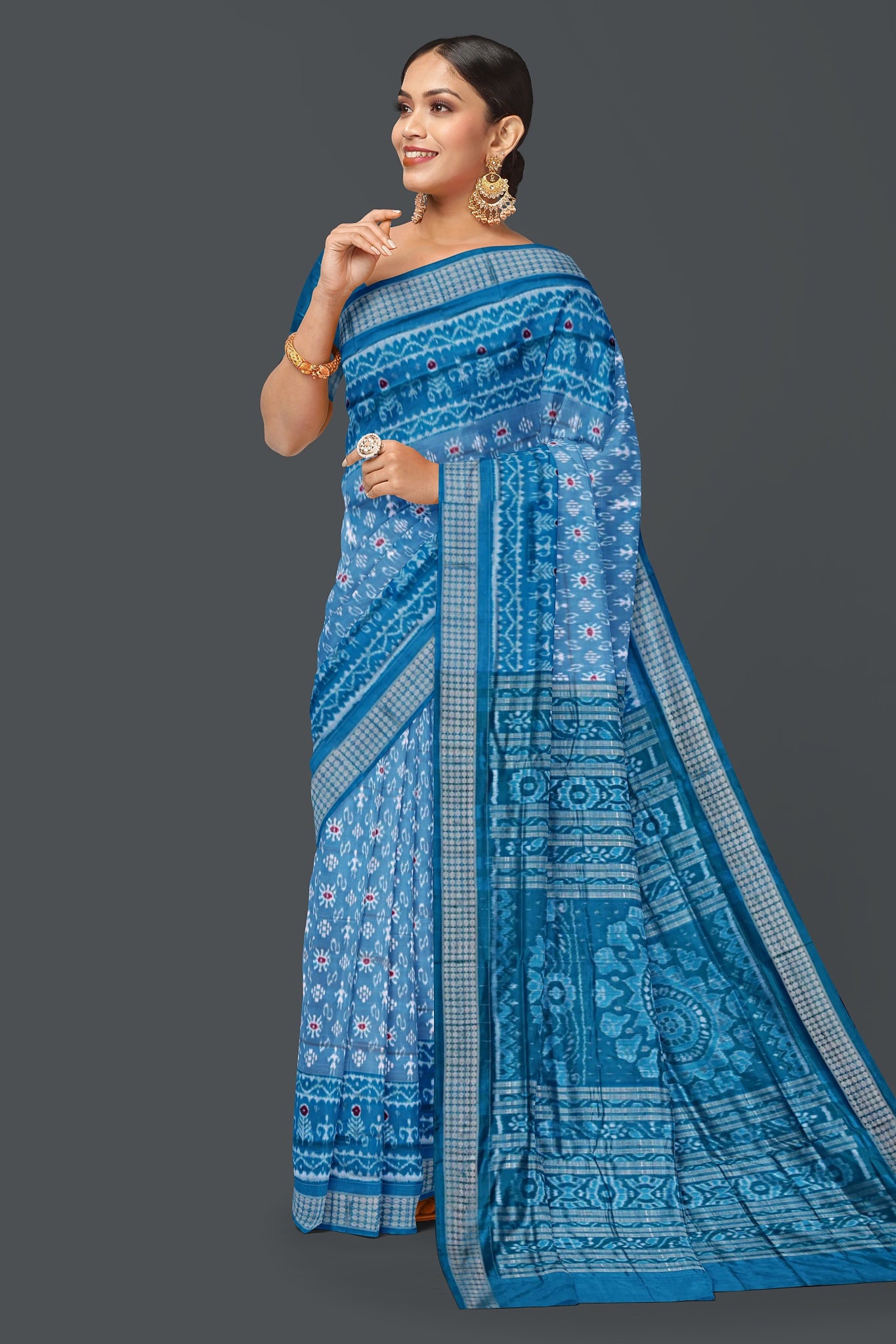 Light Blue Teracota Bandha Saree