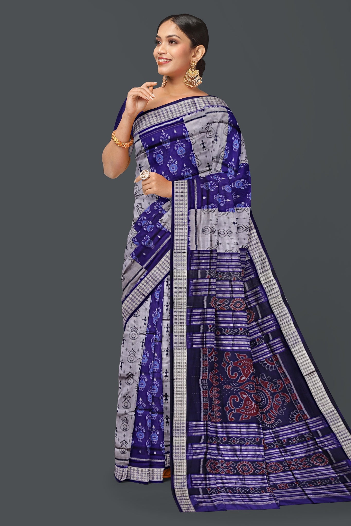 Voilet Blue Teracota Bandha Saree