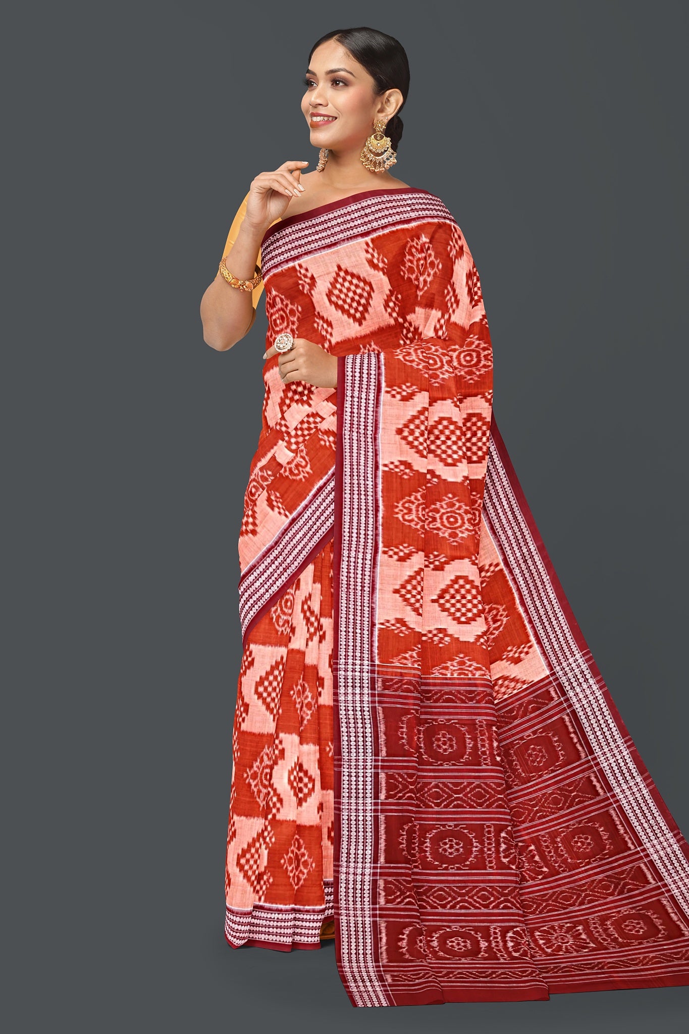 Brown Body Bandha Saree(With Out Blouse)