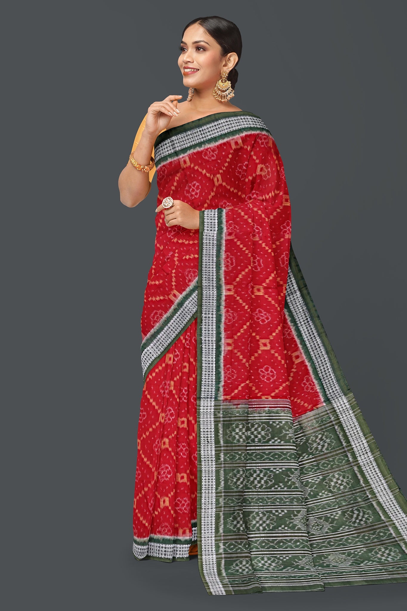 Deep Red Body Bandha Saree(With Out Blouse)