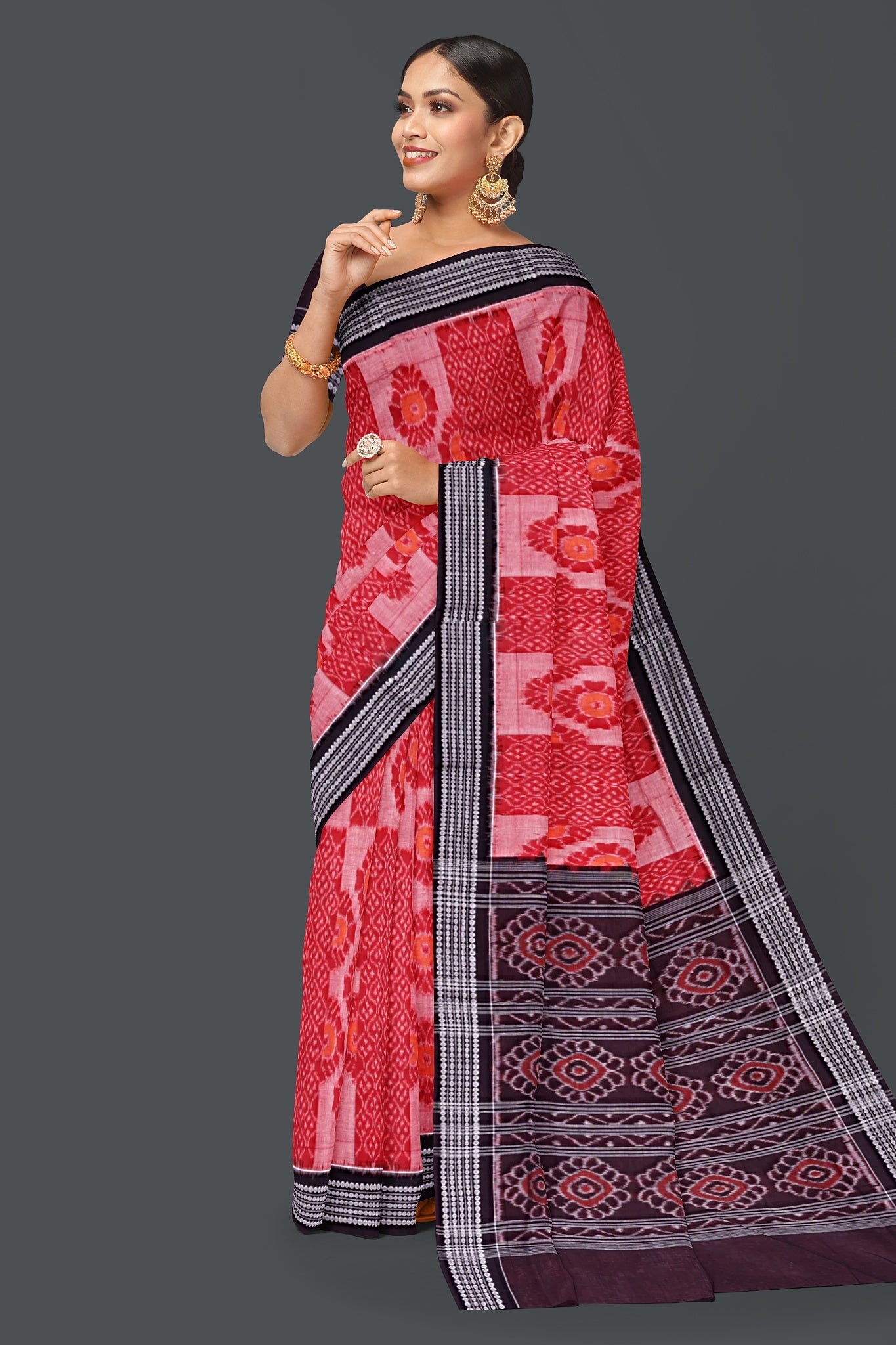 Red And Yellow Body Bandha Saree