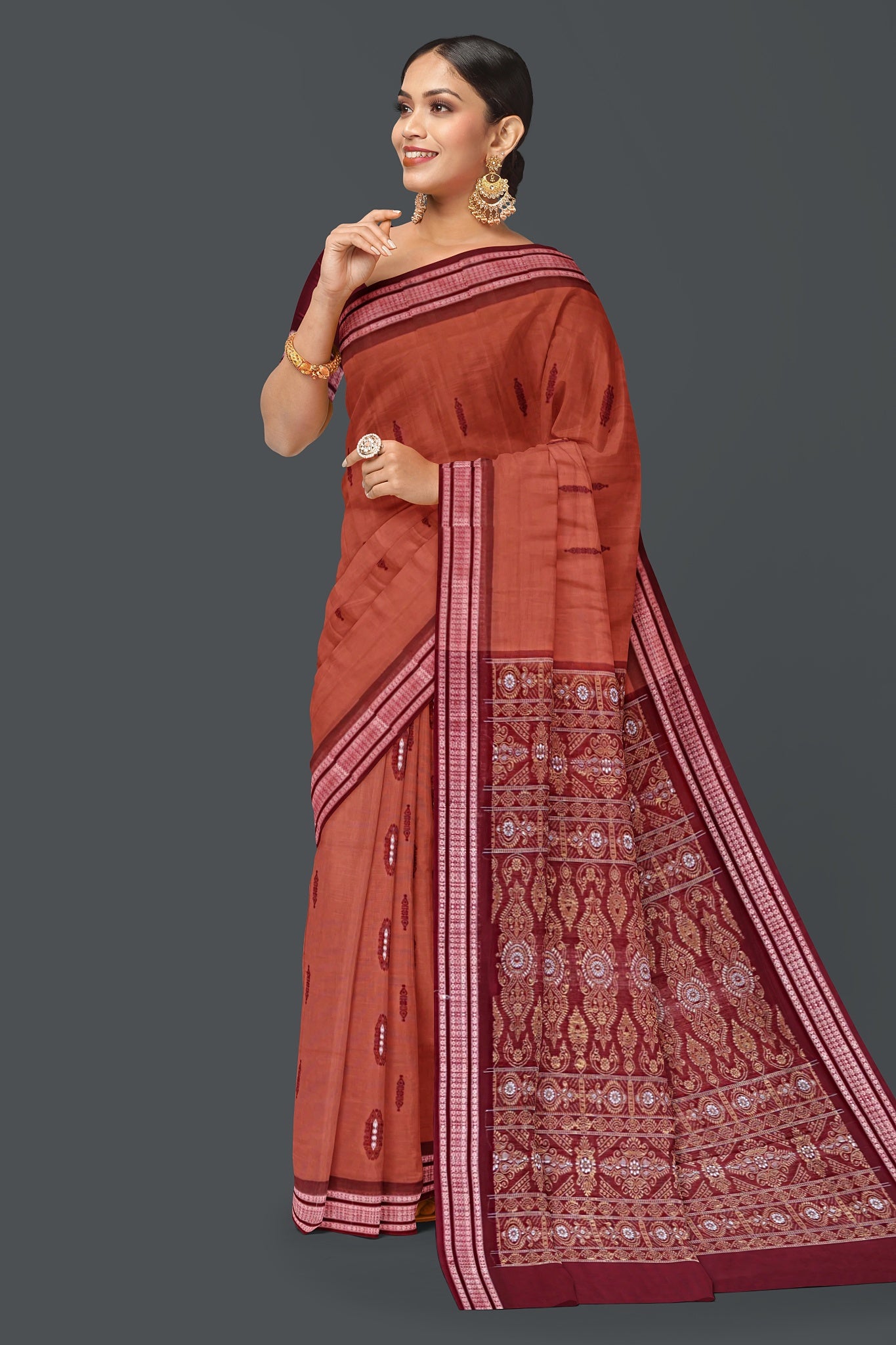 Light Brown Bomkai Saree