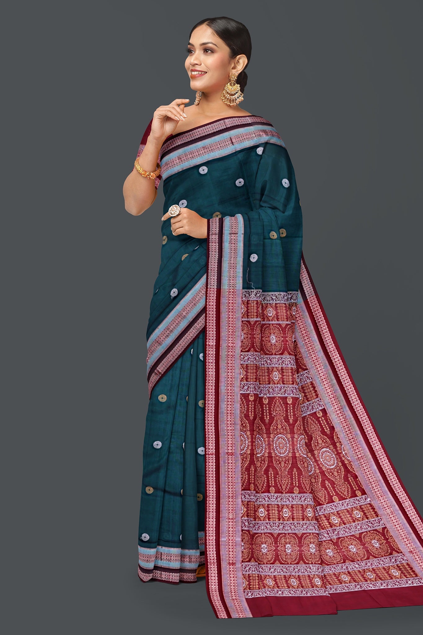 Deep Green Bomkai Saree
