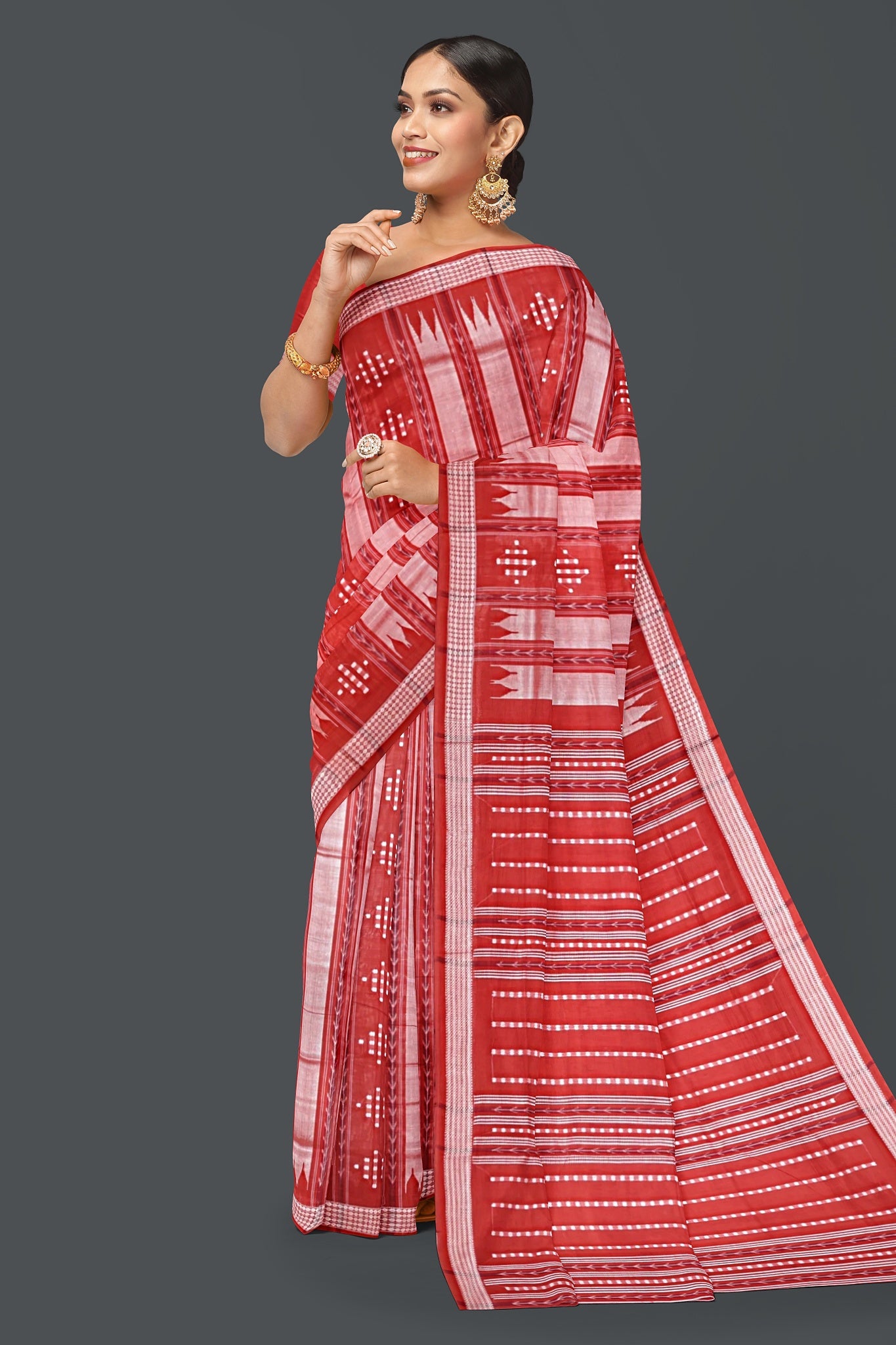 Rust And Tan Pata Bapta Saree