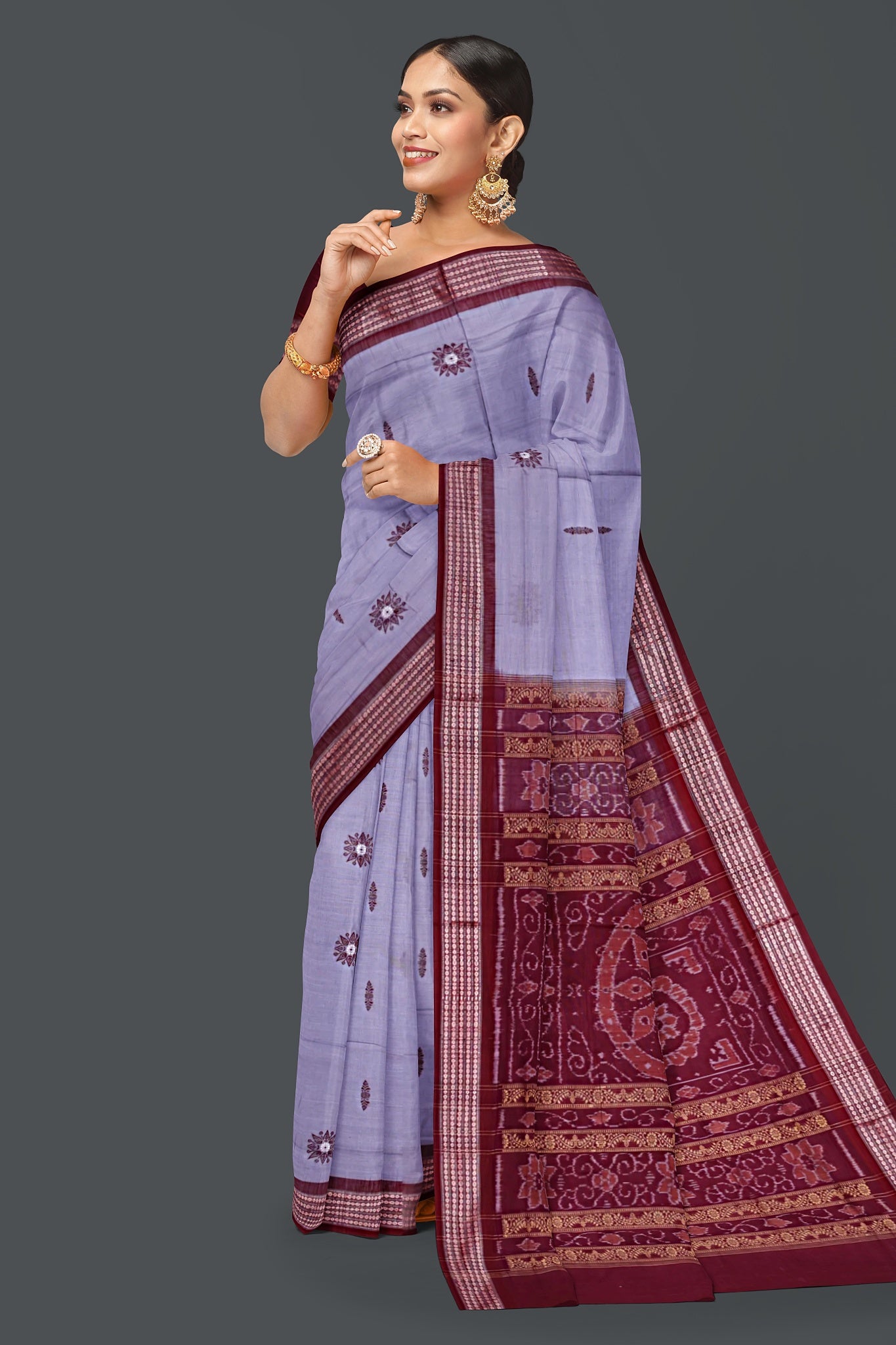 Dark Grey Padam Bomaki Saree