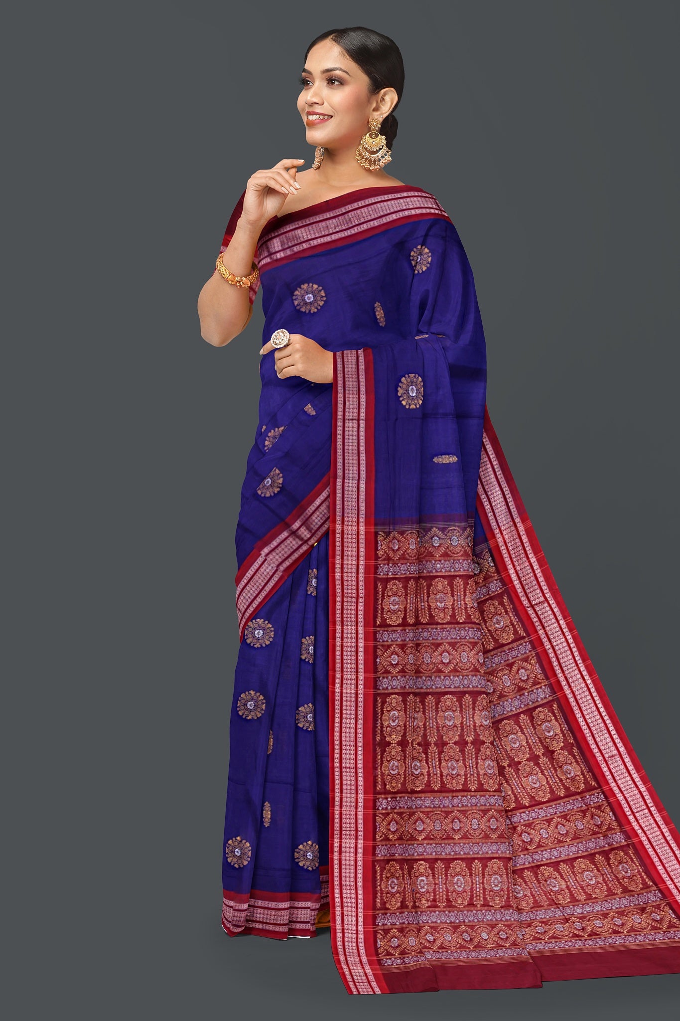 Navy Blue Bomkai Saree