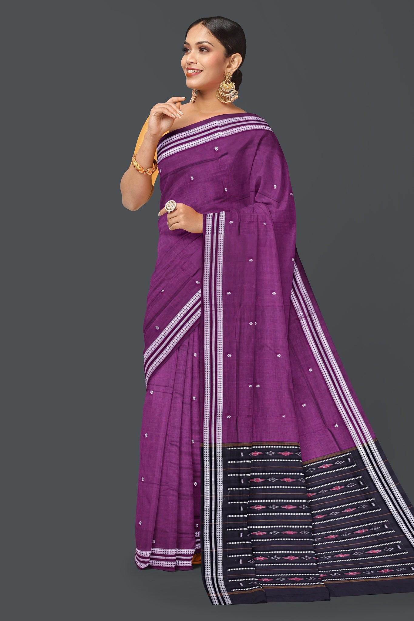 Purple Bomkai Butti Saree