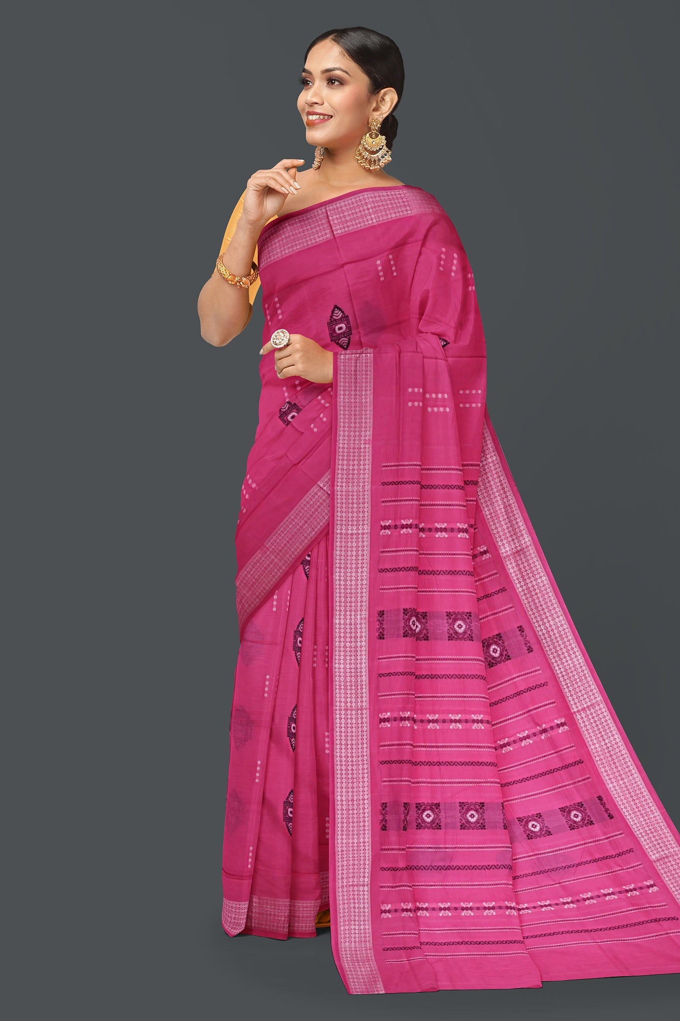 Pink Bomkai Saree