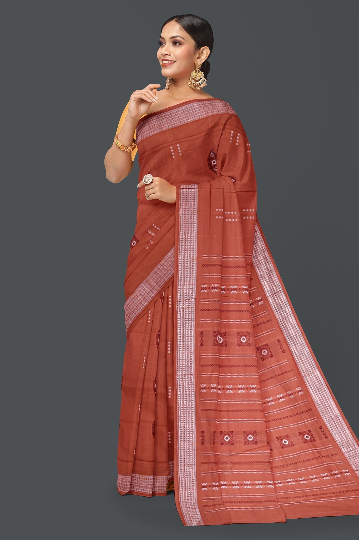 Chocklate Brown Bomkai Saree