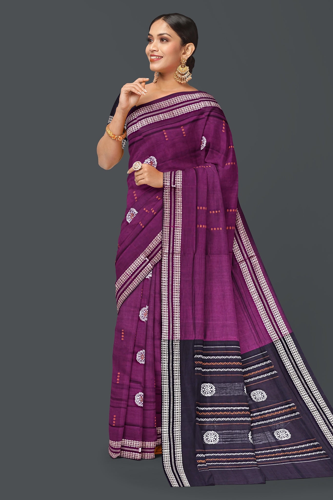 Purple Bomkai Saree