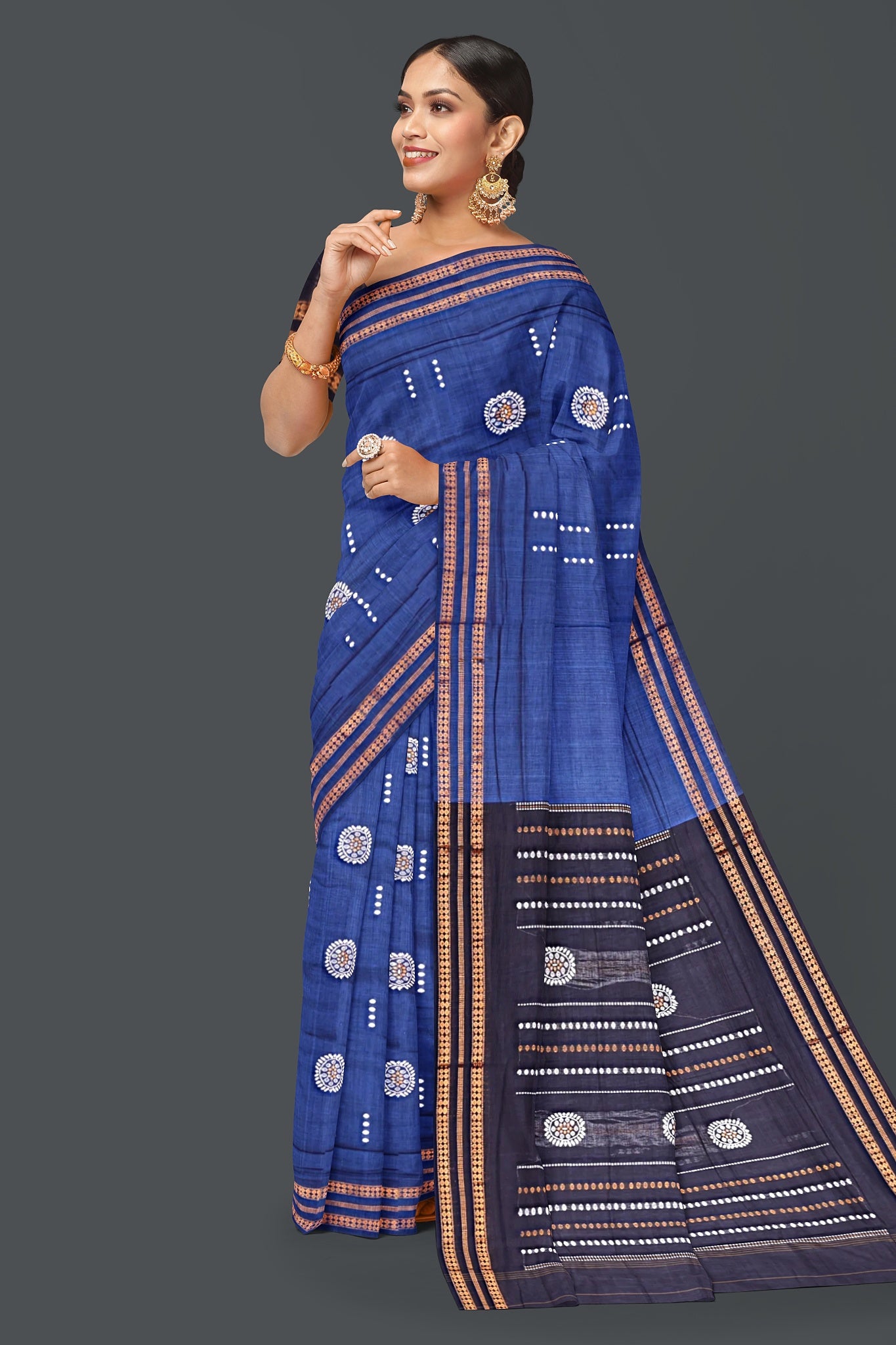 Navy Blue Padam Bomaki Saree