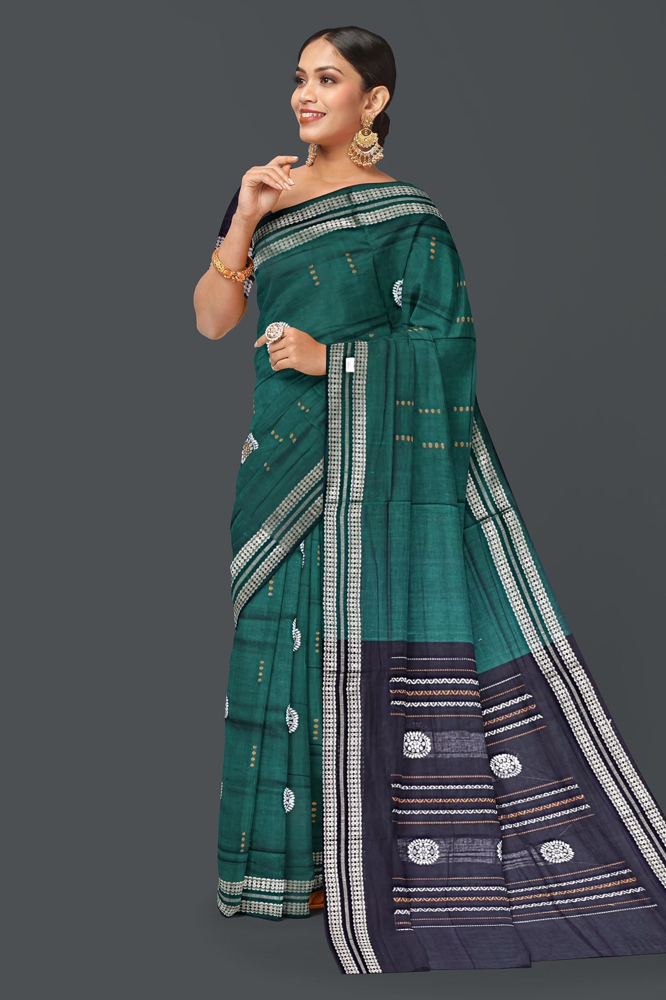 Green Bomkai Saree