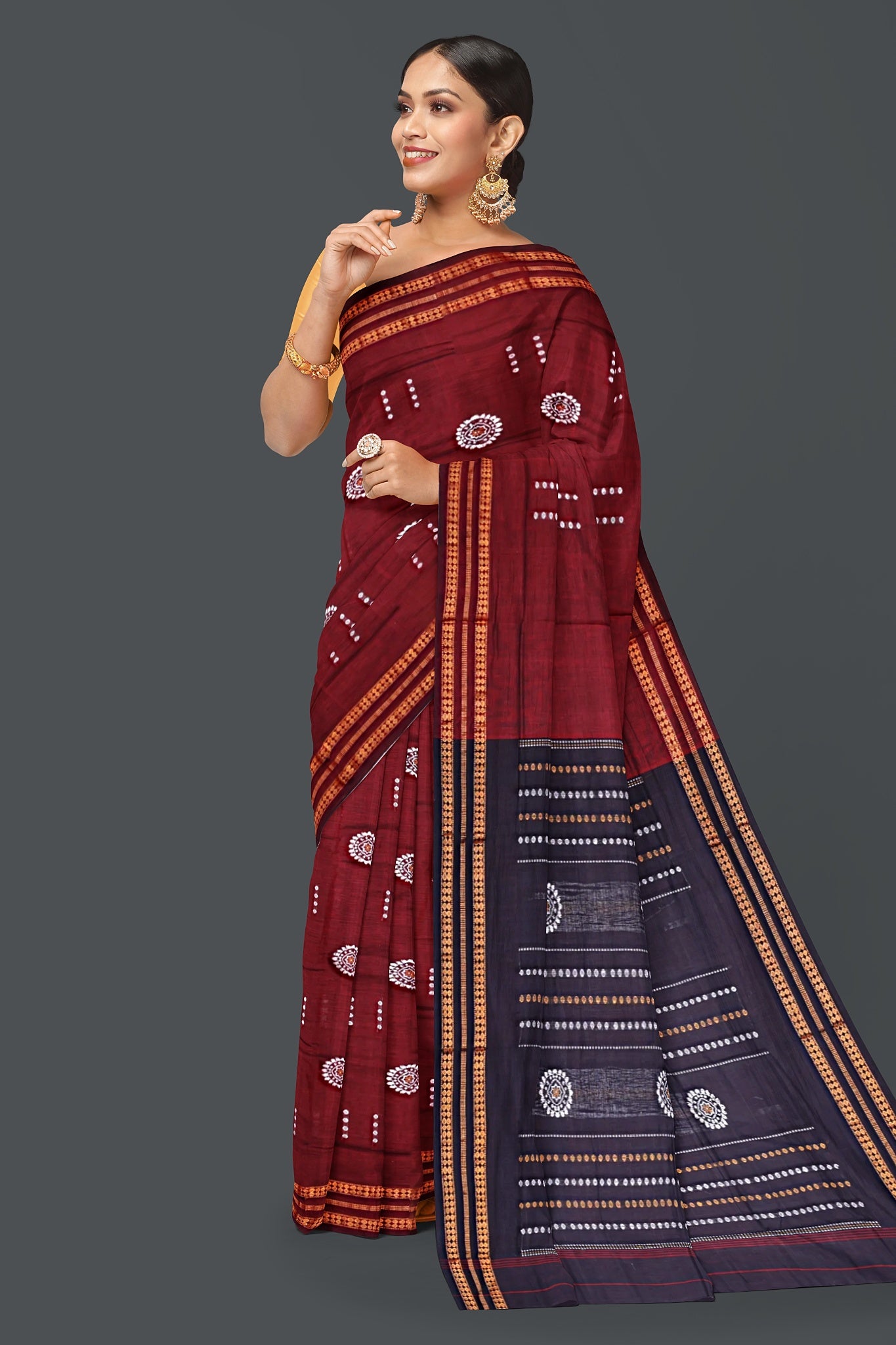 Maroon Bomkai Saree