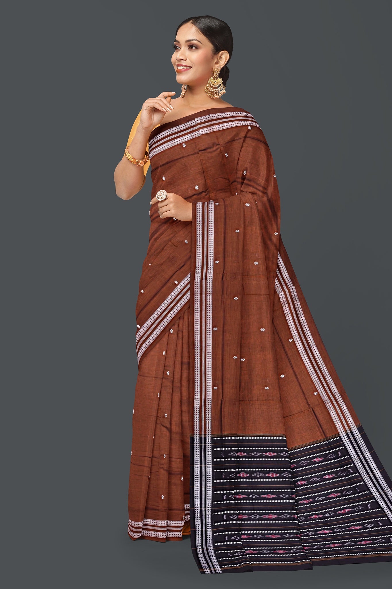 Deep Bronze Bomkai Butti Saree